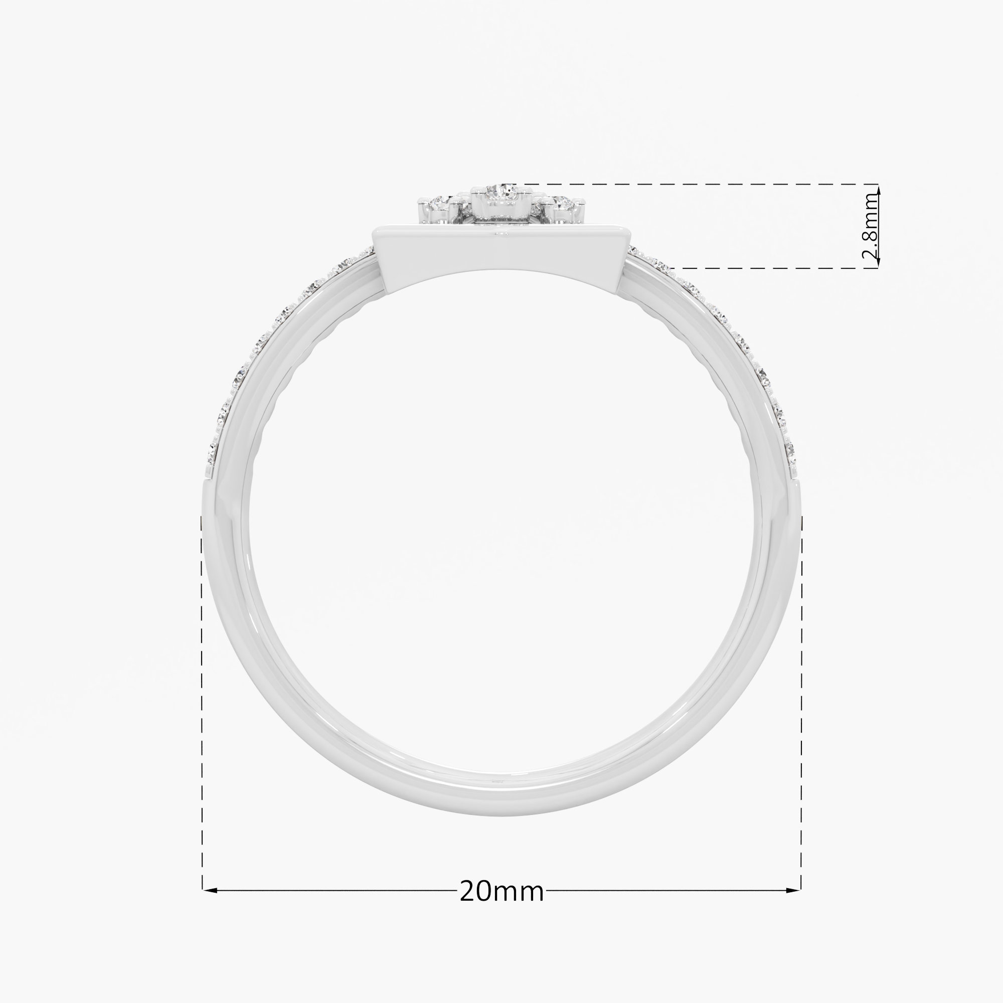 Stellar Beacon Halos Ring in 9KT White Gold (Diamond Quality: FG-VVS VS)