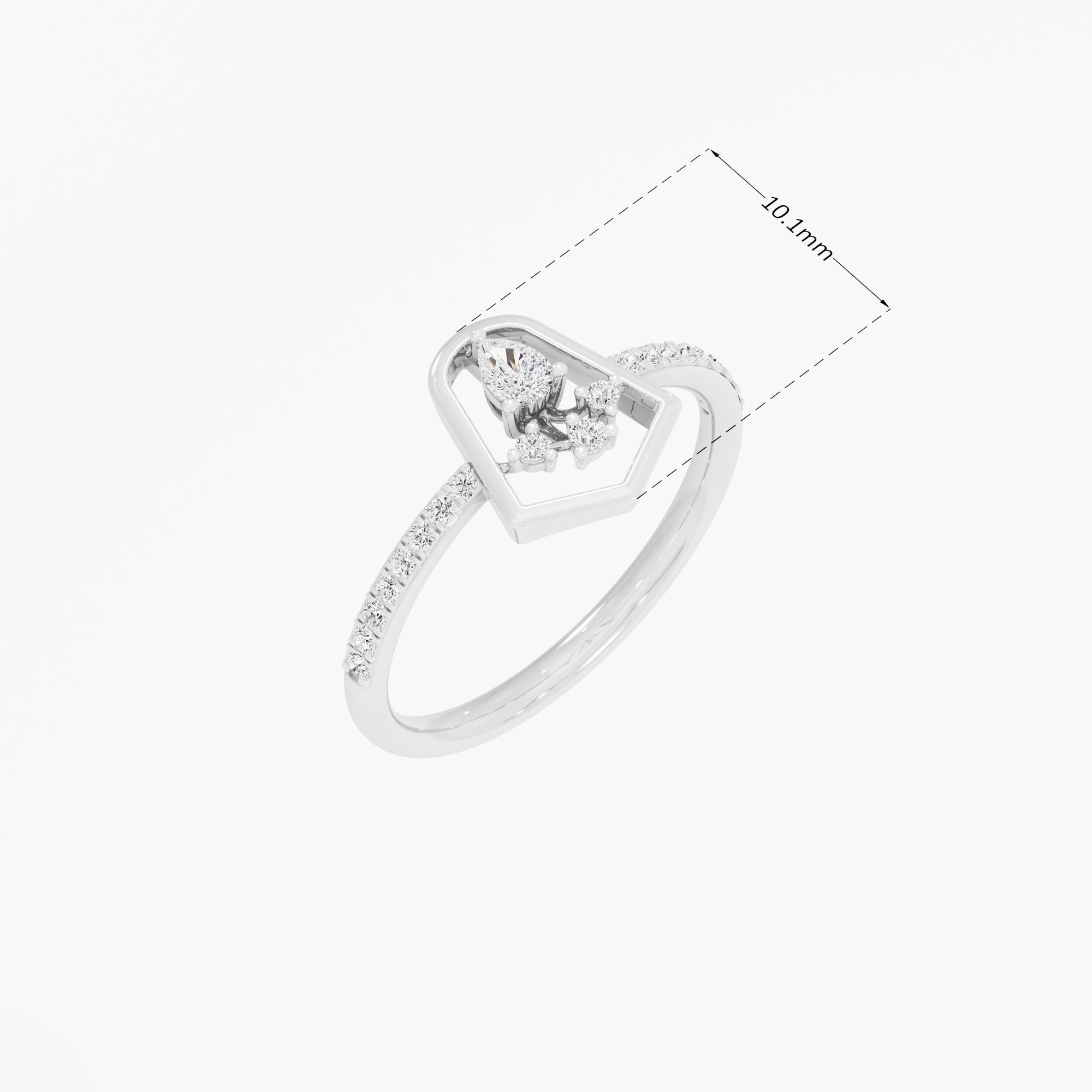 Stellar Beacon Halos Ring in 9KT White Gold (Diamond Quality: FG-VVS VS)
