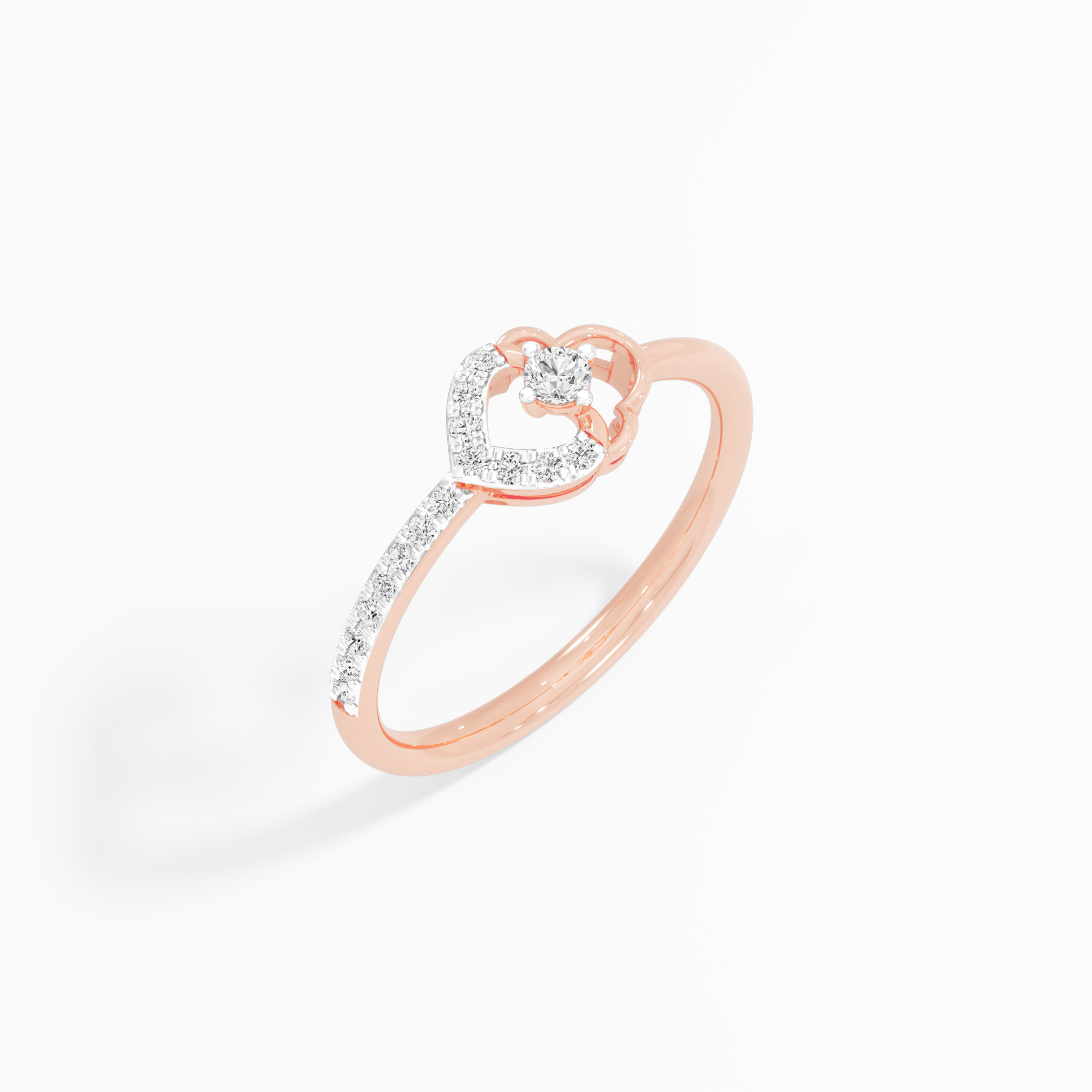 Luminous Clover Solitaires Ring in 9KT Rose Gold (Diamond Quality: EF-VVS VS)