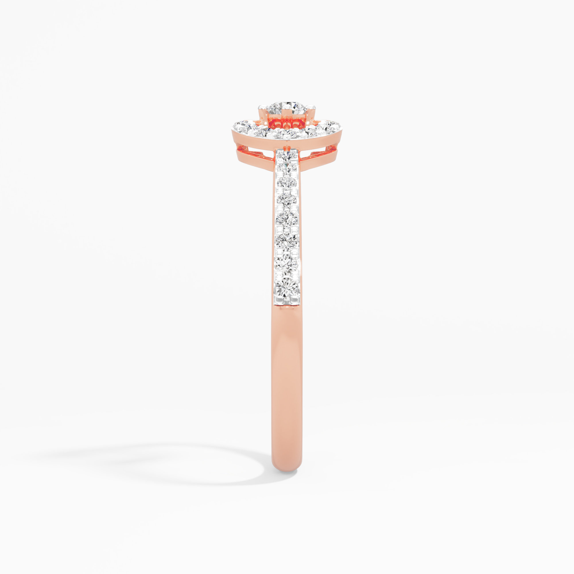 Luminous Clover Solitaires Ring in 9KT Rose Gold (Diamond Quality: EF-VVS VS)