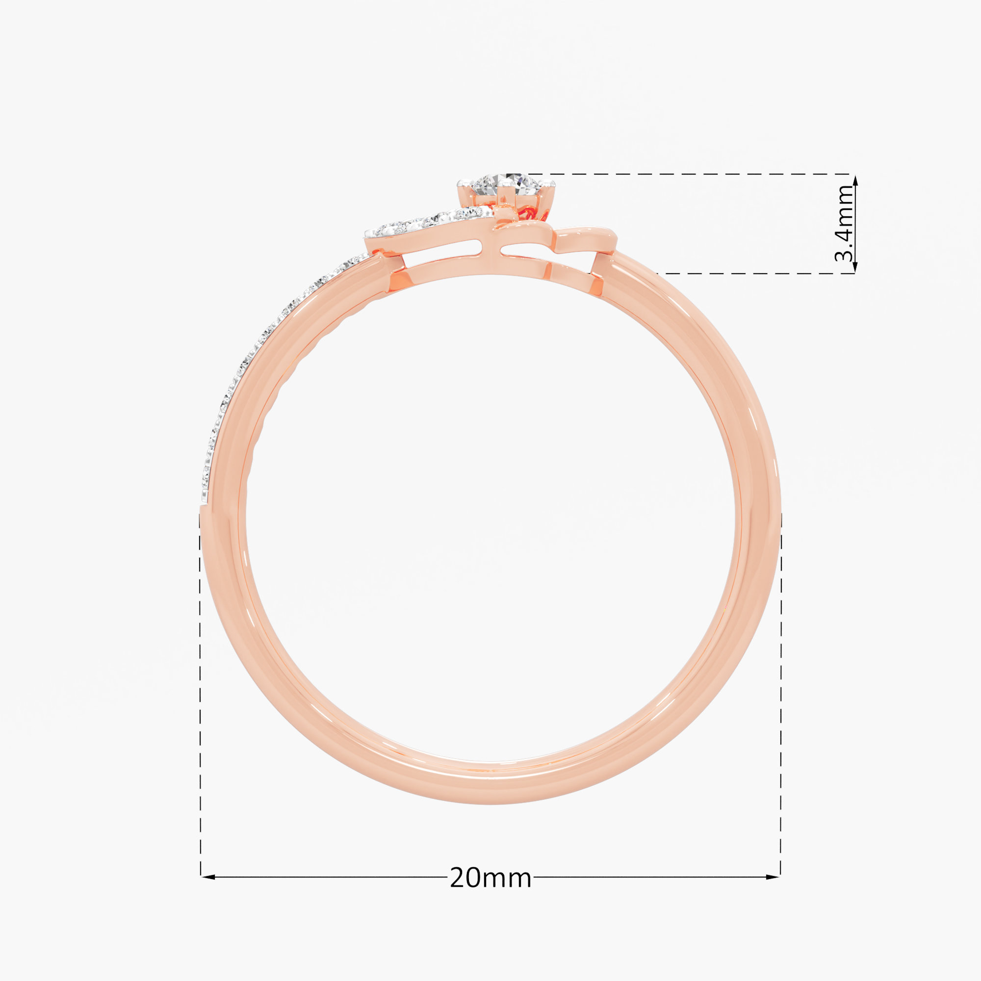 Luminous Clover Solitaires Ring in 9KT Rose Gold (Diamond Quality: EF-VVS VS)