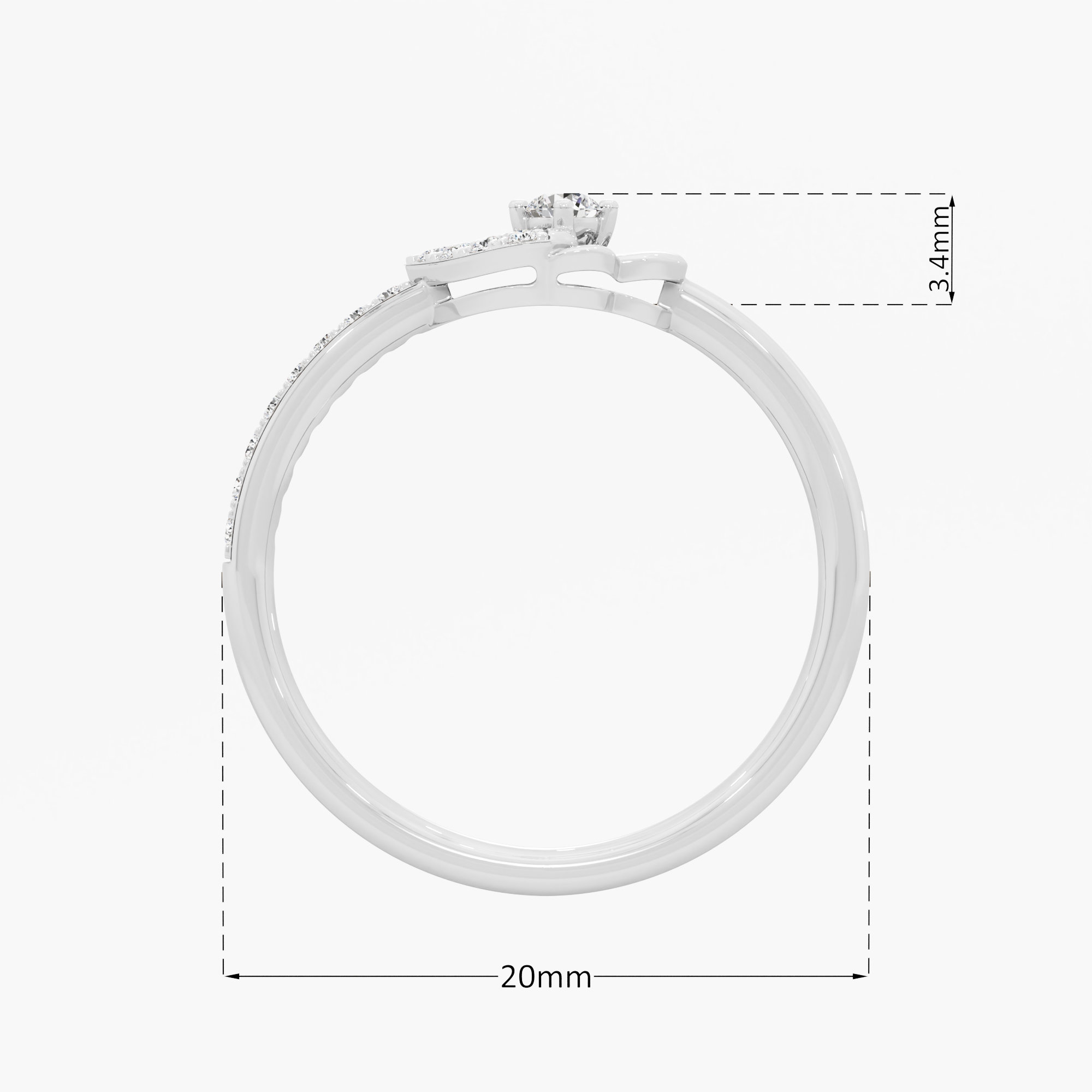 Luminous Clover Solitaires Ring in 9KT White Gold (Diamond Quality: EF-VVS VS)