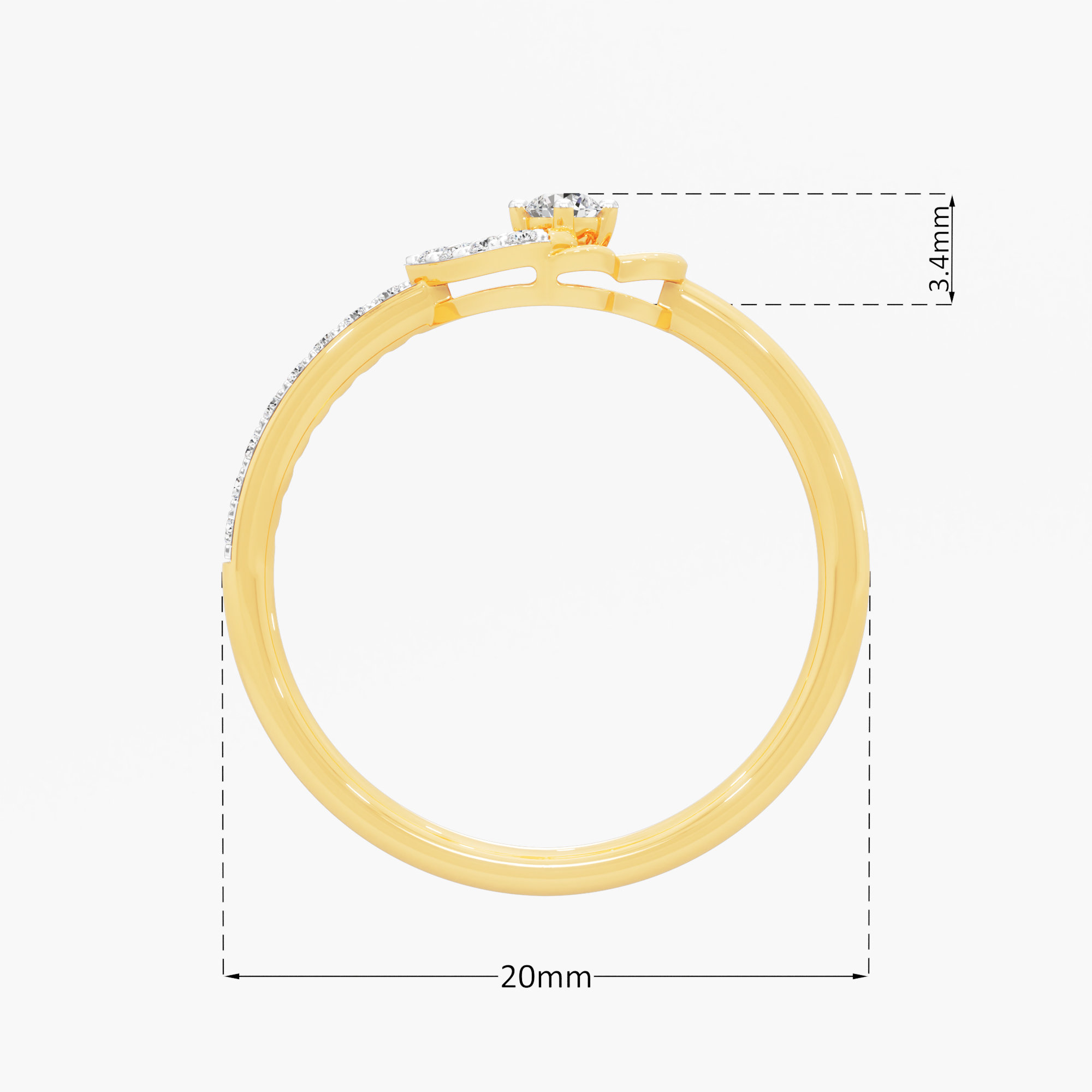 Luminous Clover Solitaires Ring in 9KT Yellow Gold (Diamond Quality: EF-VVS VS)