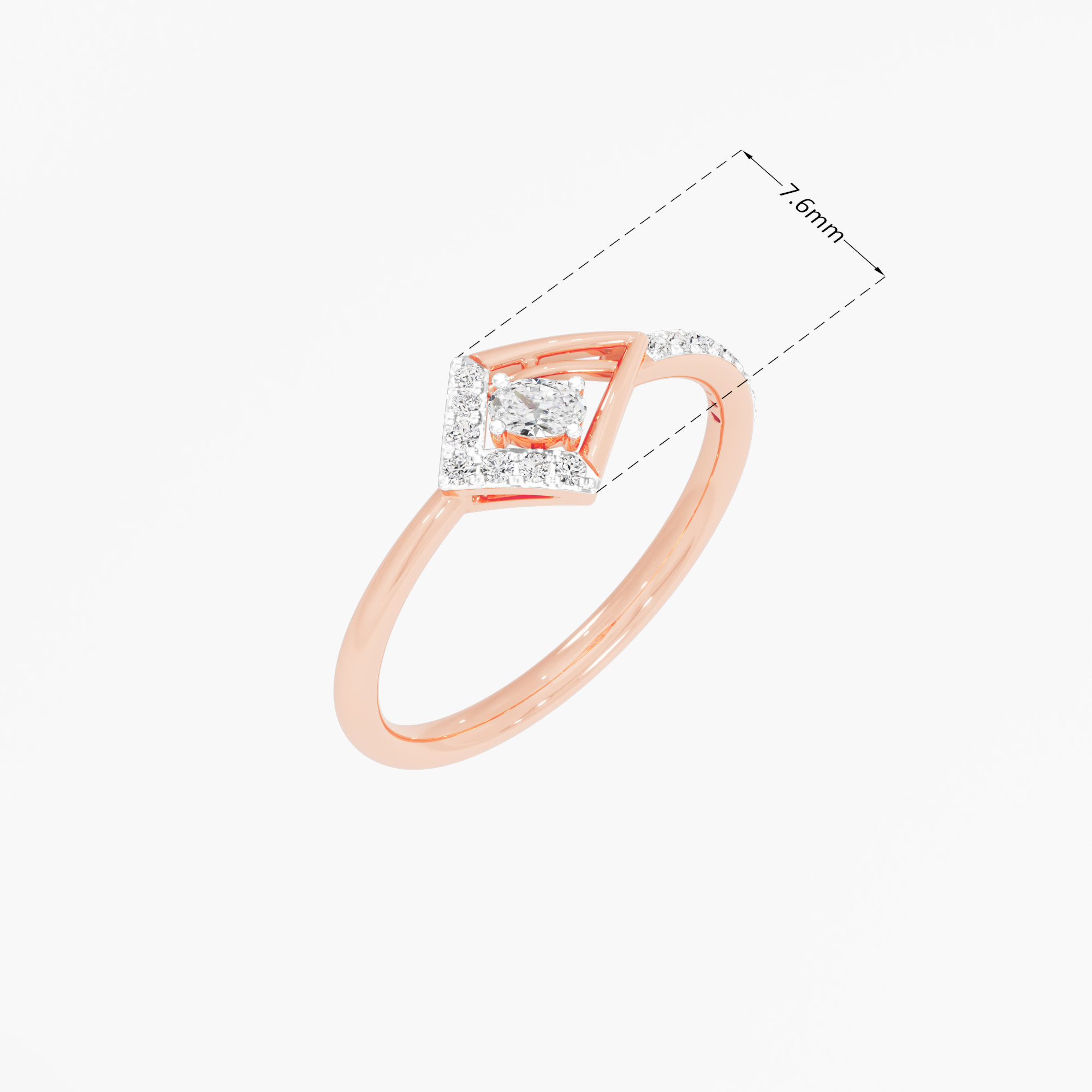 Radiant Prism Cocktail Ring in 9KT Rose Gold (Diamond Quality: FG-VVS VS)