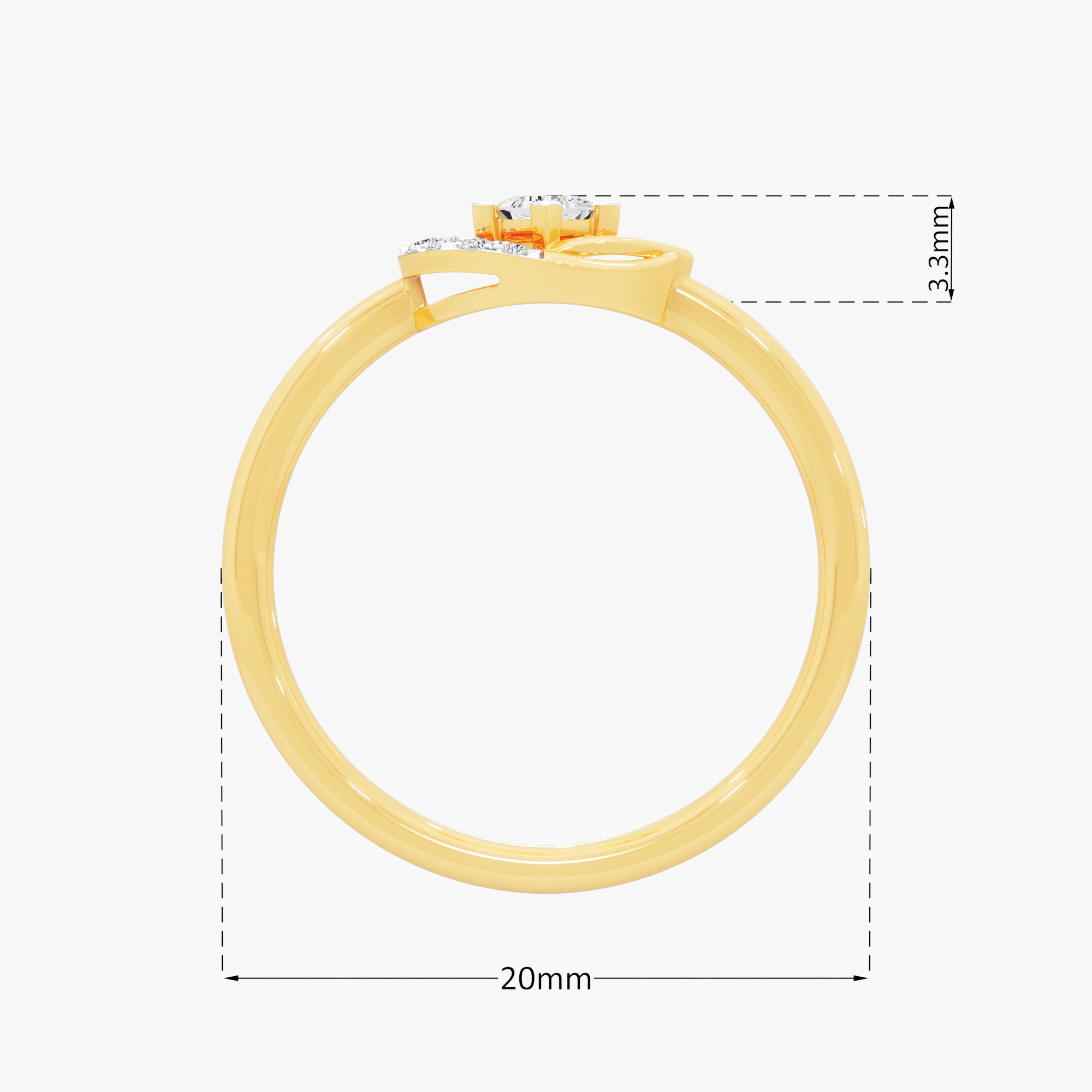 Comet Trail Diamond Ring in 9KT Yellow Gold (Diamond Quality: EF-VVS)