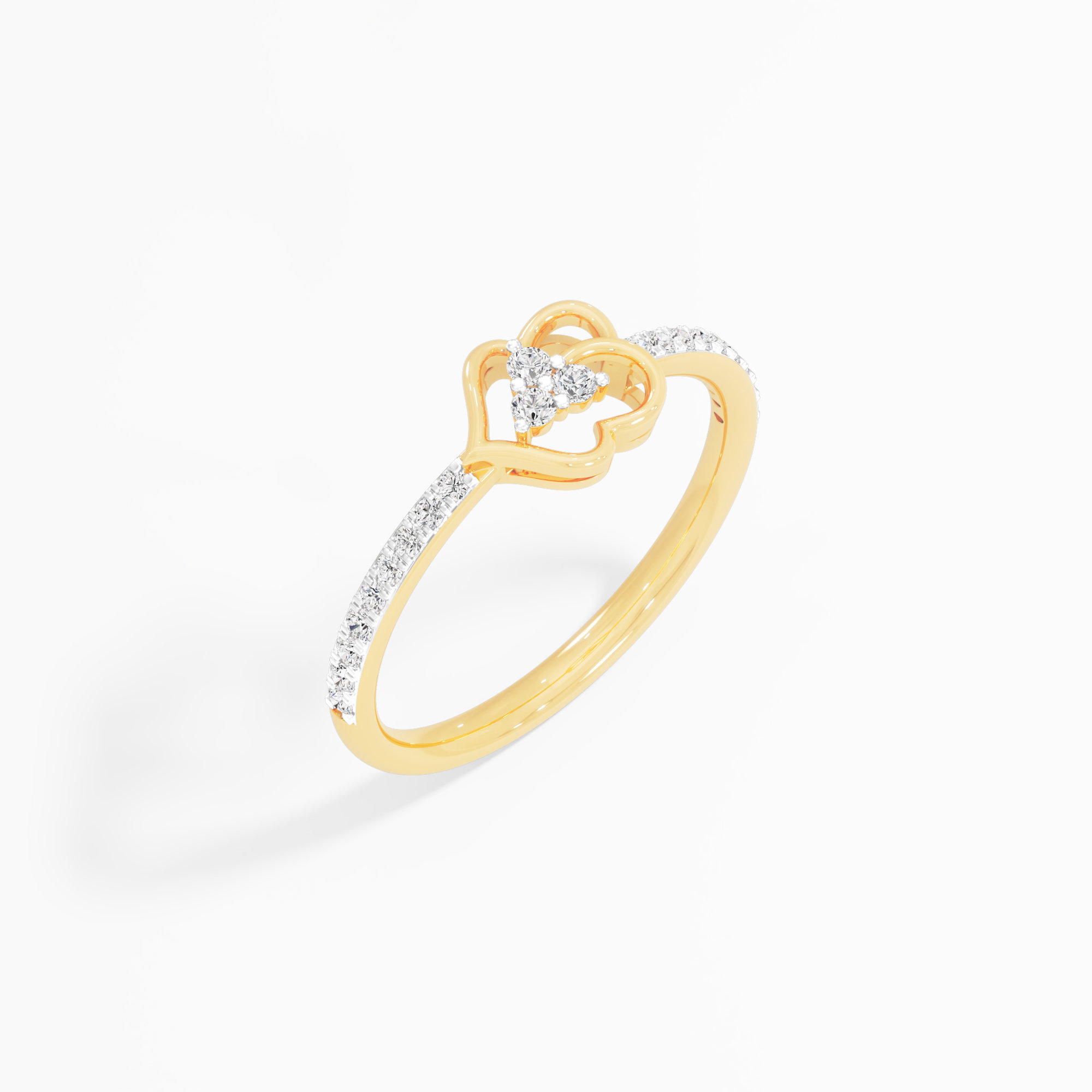 Harmony Heart Diamond Ring in 9KT Yellow Gold (Diamond Quality: FG-VVS VS)