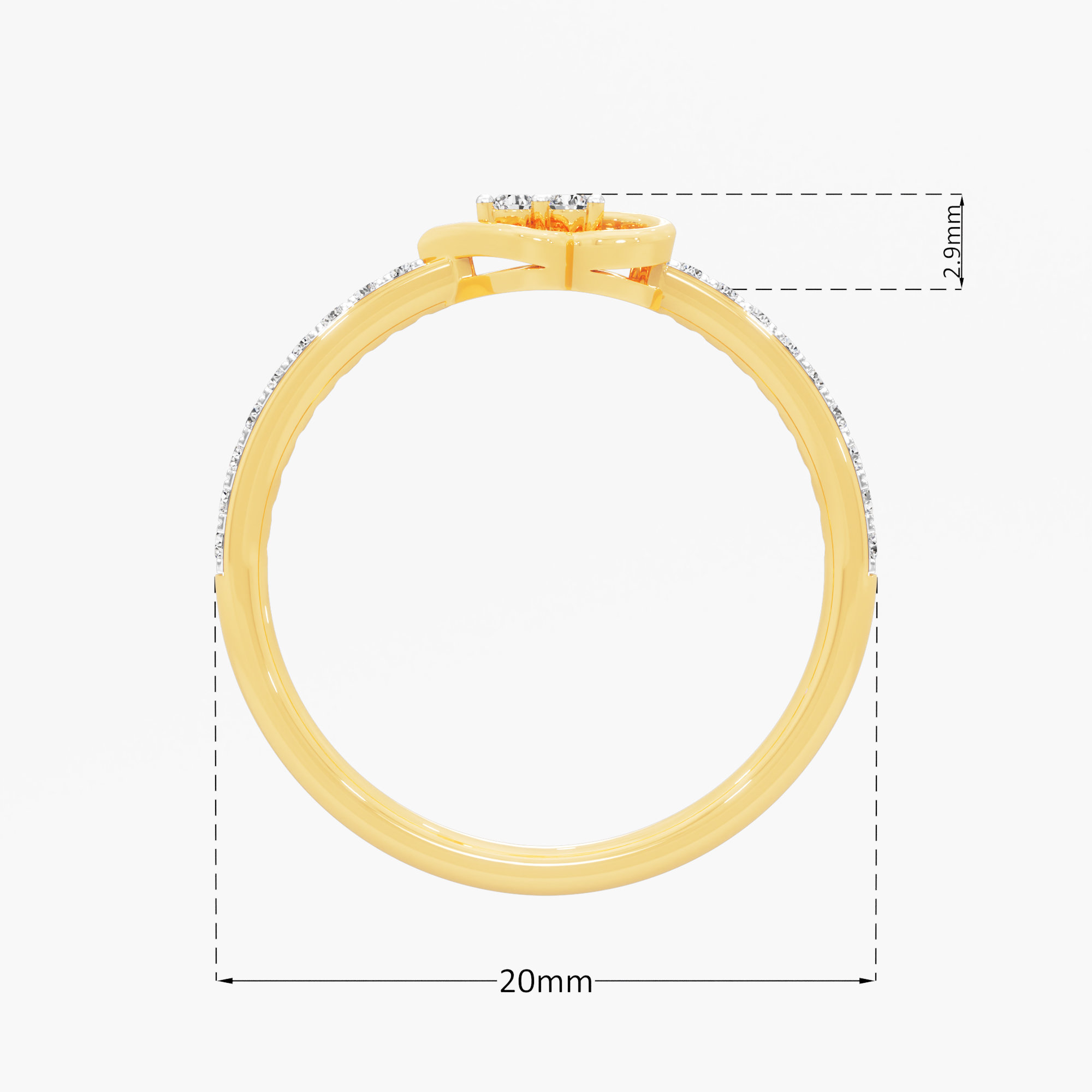 Harmony Heart Diamond Ring in 9KT Yellow Gold (Diamond Quality: FG-VVS VS)