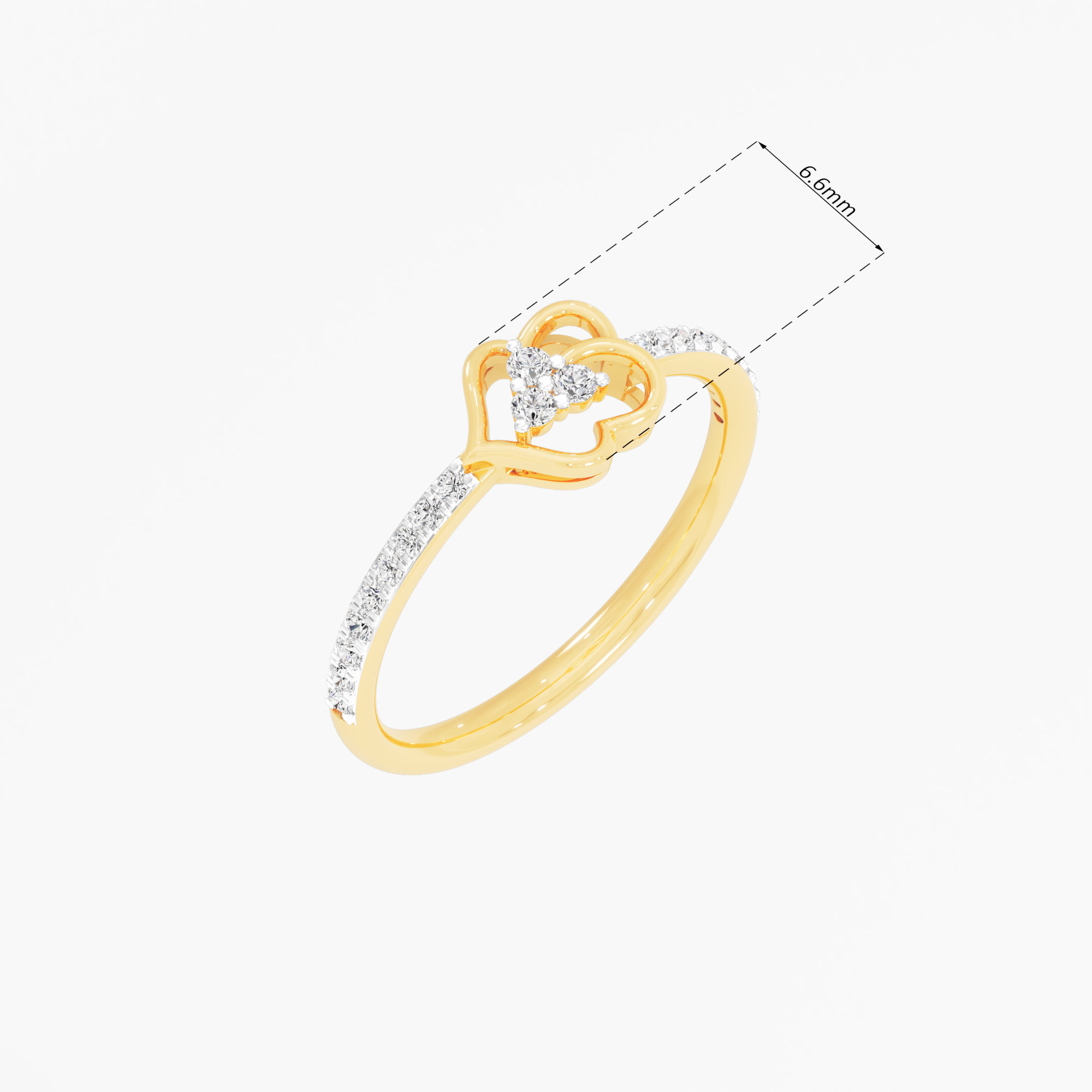 Harmony Heart Diamond Ring in 9KT Yellow Gold (Diamond Quality: FG-VVS VS)