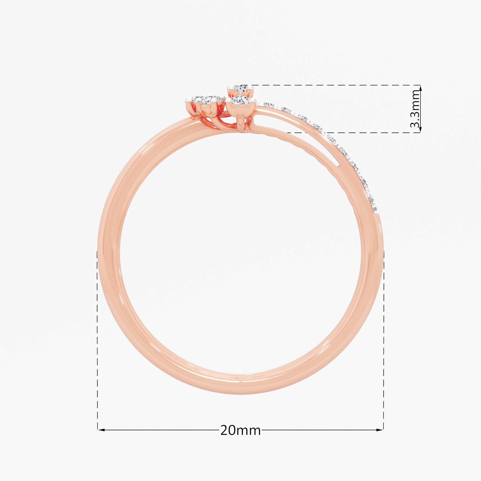 Floral Whisper Cocktail Ring in 9KT Rose Gold (Diamond Quality: EF-VVS VS)