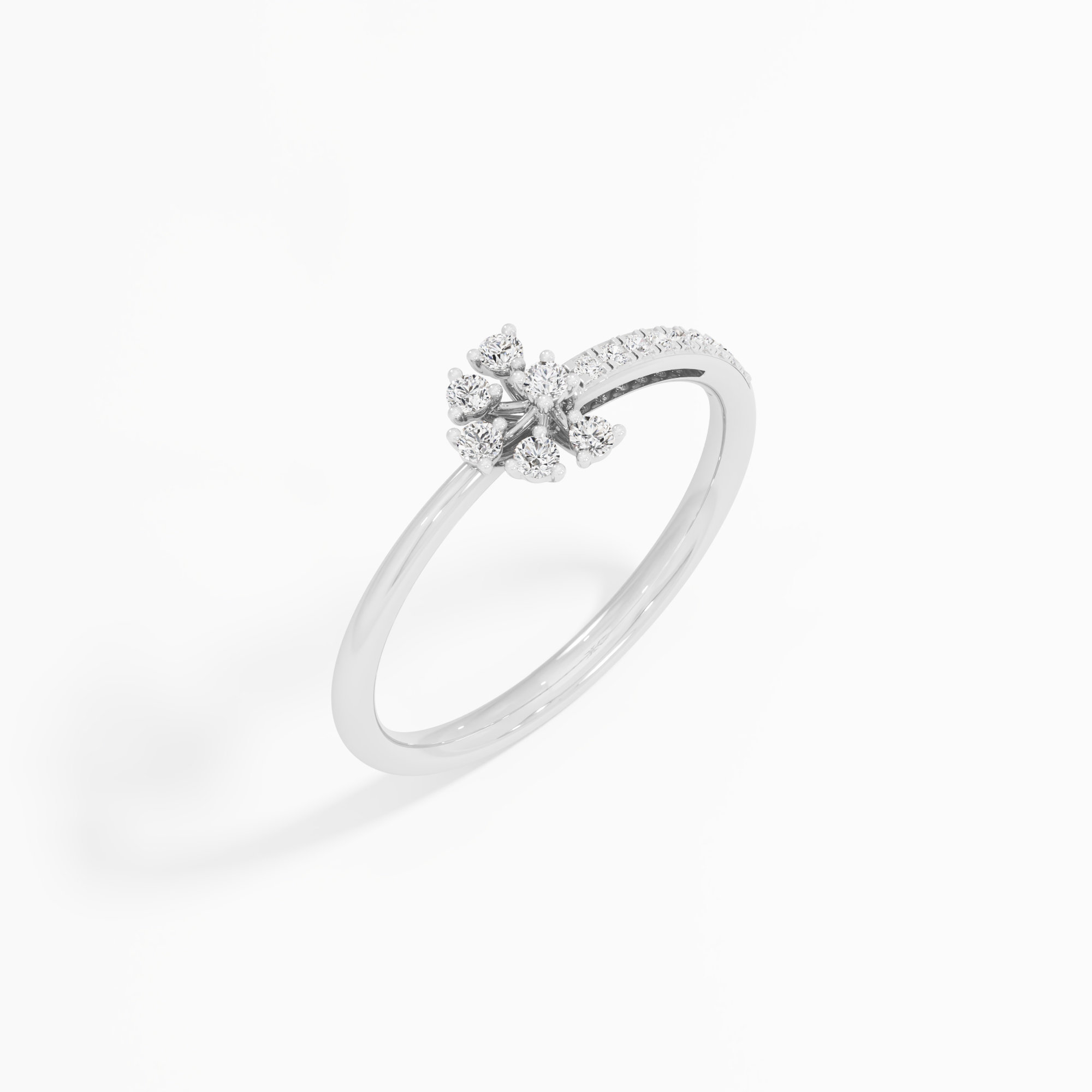 Floral Whisper Cocktail Ring in 9KT White Gold (Diamond Quality: EF-VVS VS)