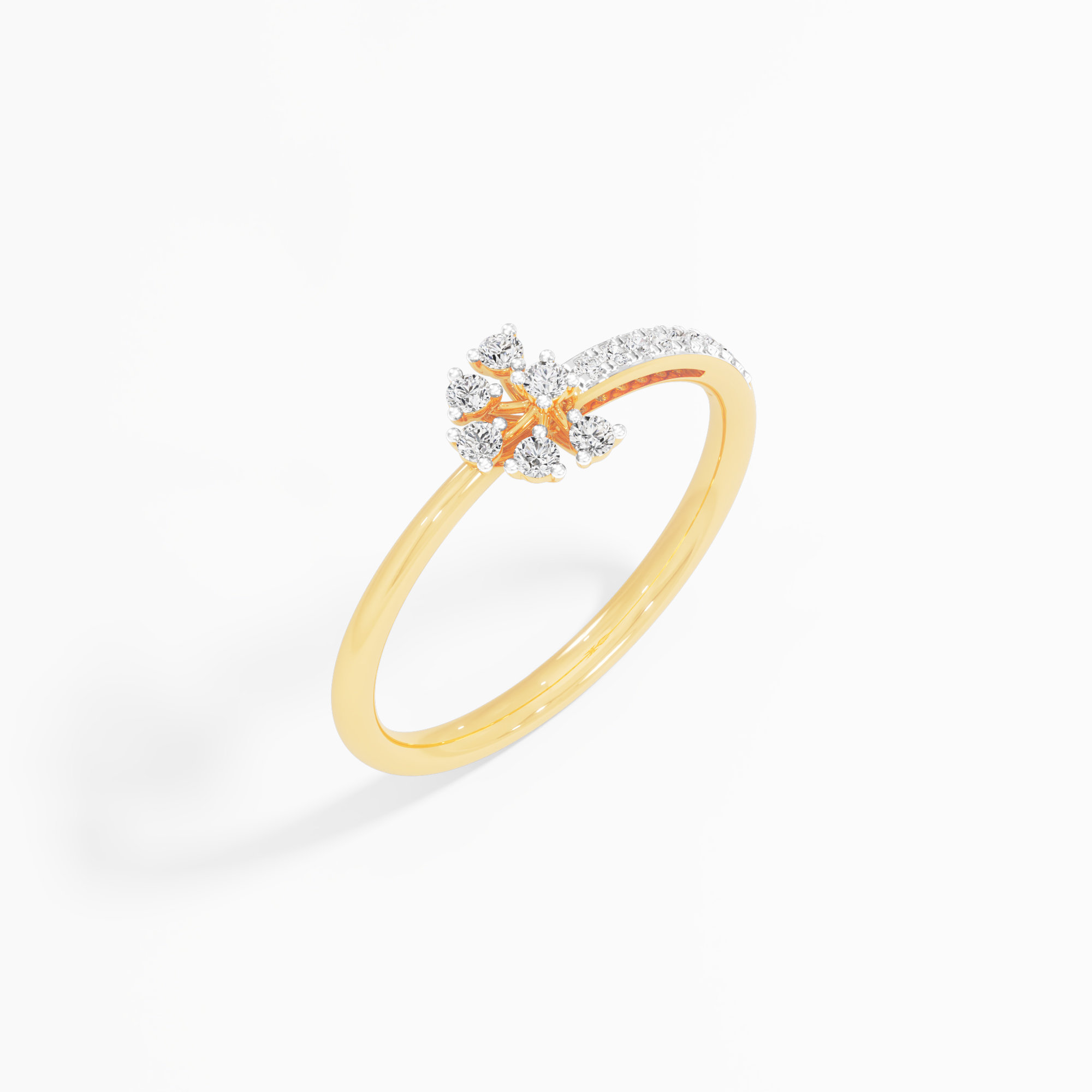Floral Whisper Cocktail Ring in 9KT Yellow Gold (Diamond Quality: EF-VVS VS)