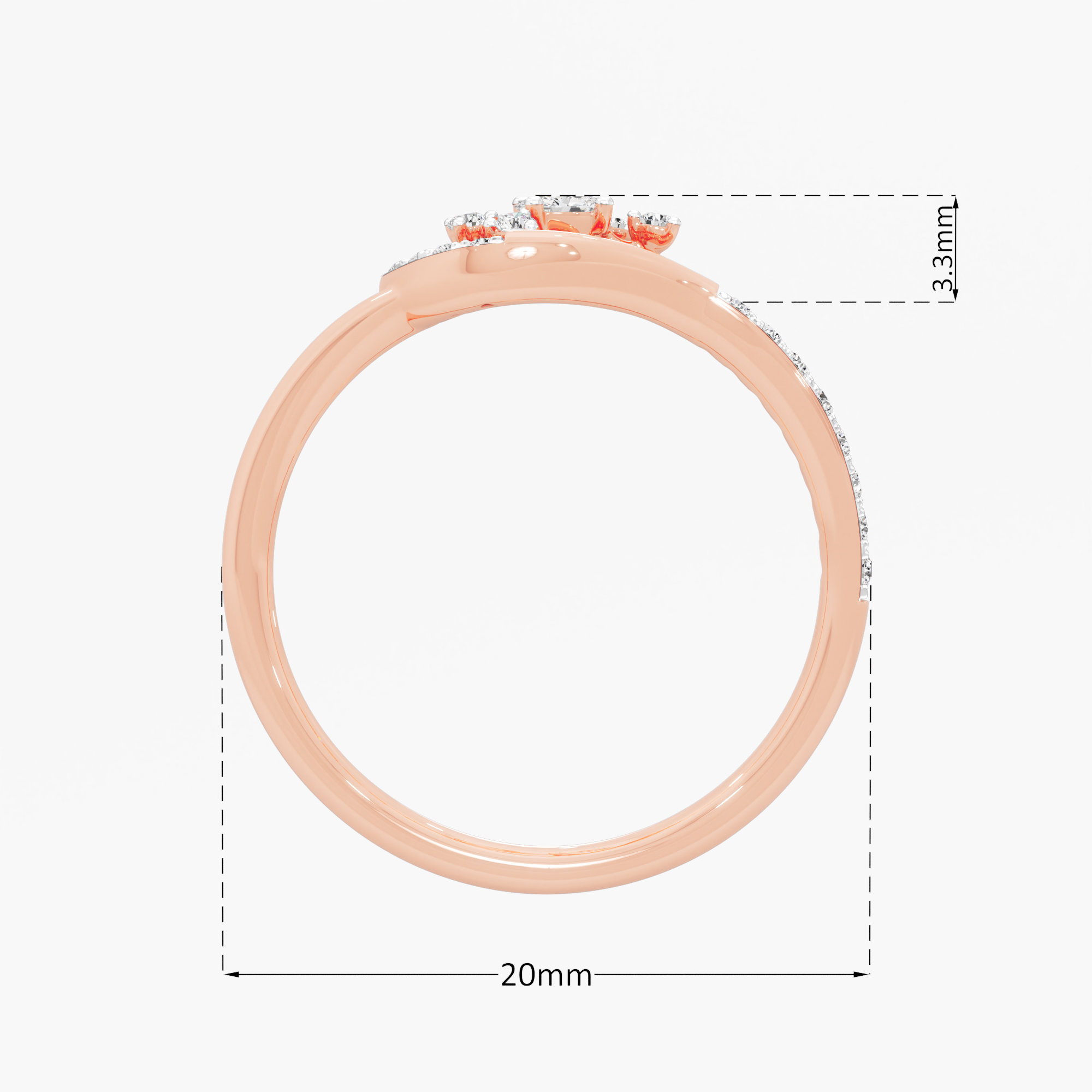 Diamond Aura Halos Ring in 9KT Rose Gold (Diamond Quality: FG-VVS VS)