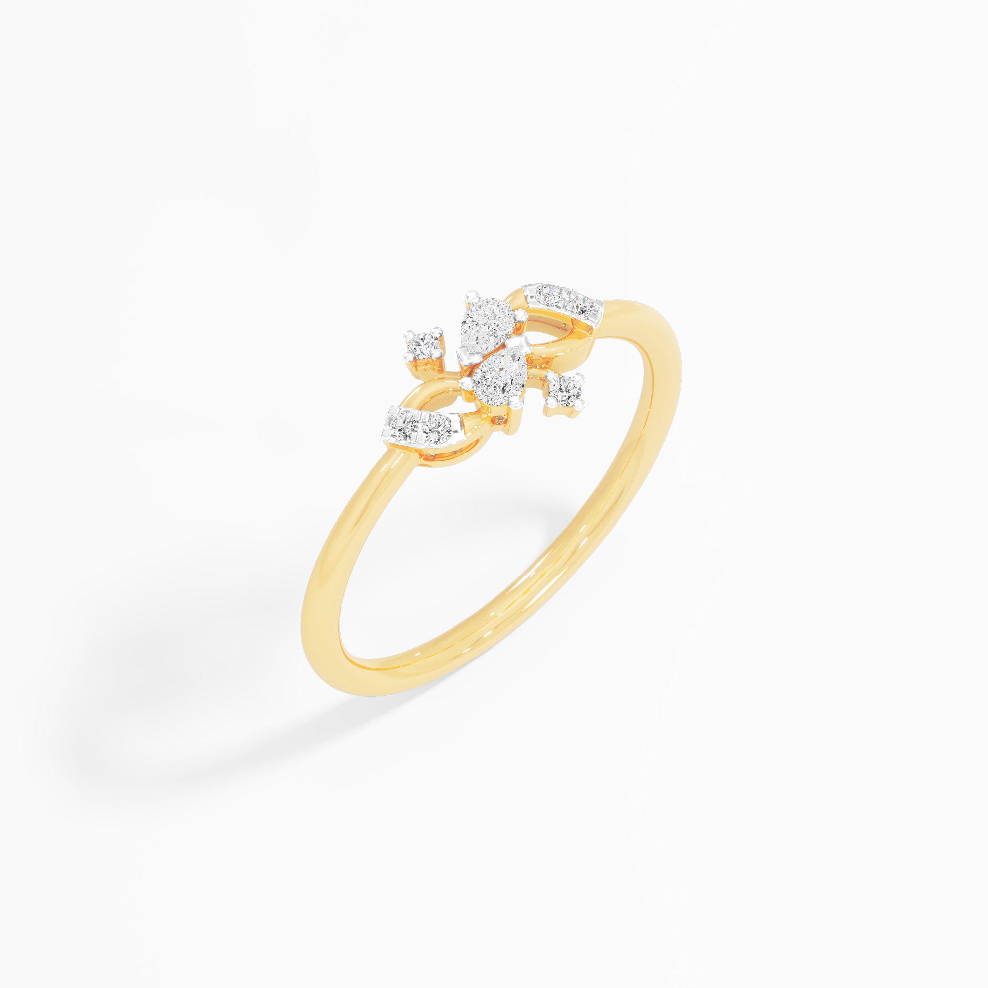 Twisted Radiance Diamond Ring in 9KT Yellow Gold (Diamond Quality: FG-VVS VS)