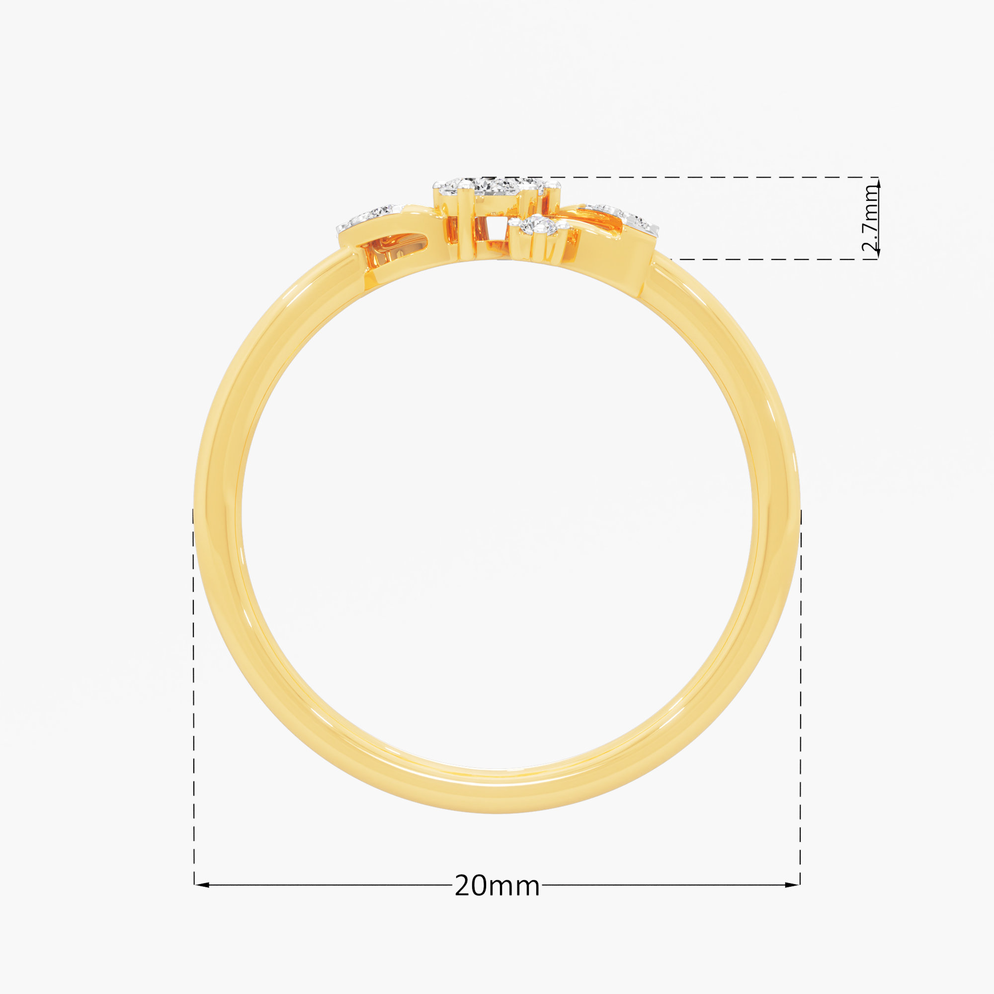 Twisted Radiance Diamond Ring in 9KT Yellow Gold (Diamond Quality: FG-VVS VS)
