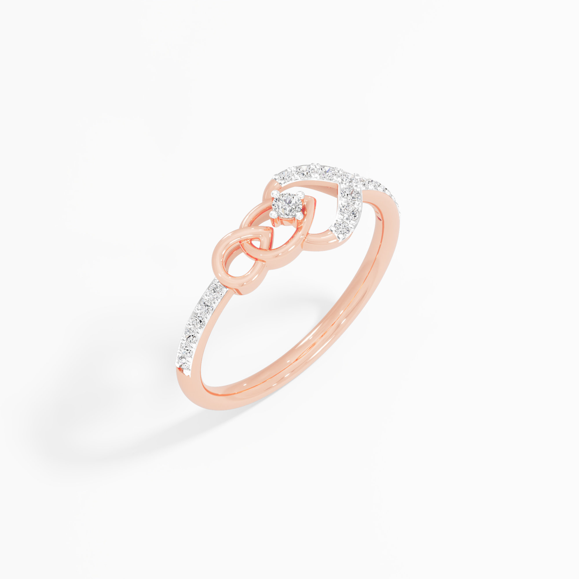 Graceful Embrace Bypass Ring in 9KT Rose Gold (Diamond Quality: EF-VVS VS)
