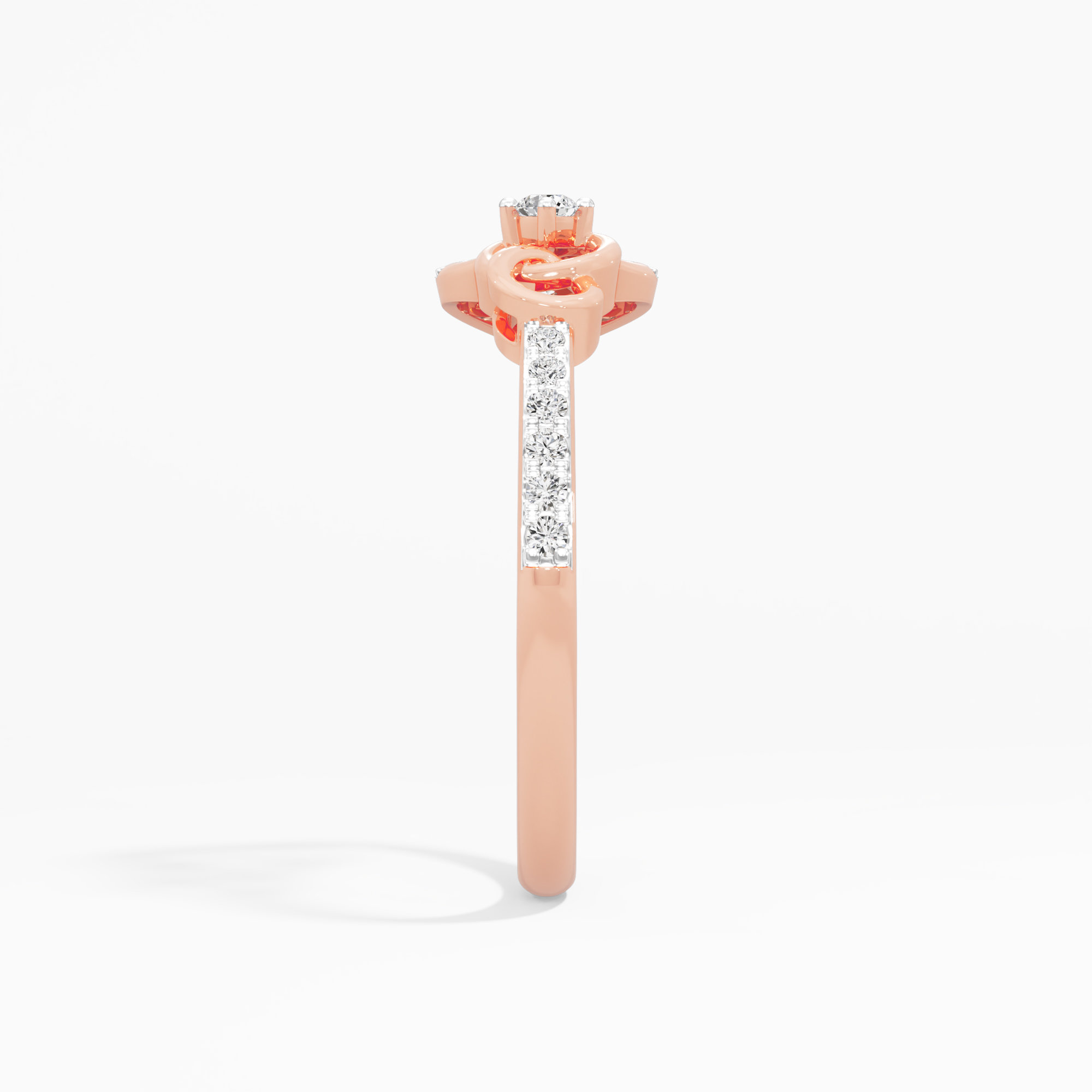 Graceful Embrace Bypass Ring in 9KT Rose Gold (Diamond Quality: EF-VVS VS)