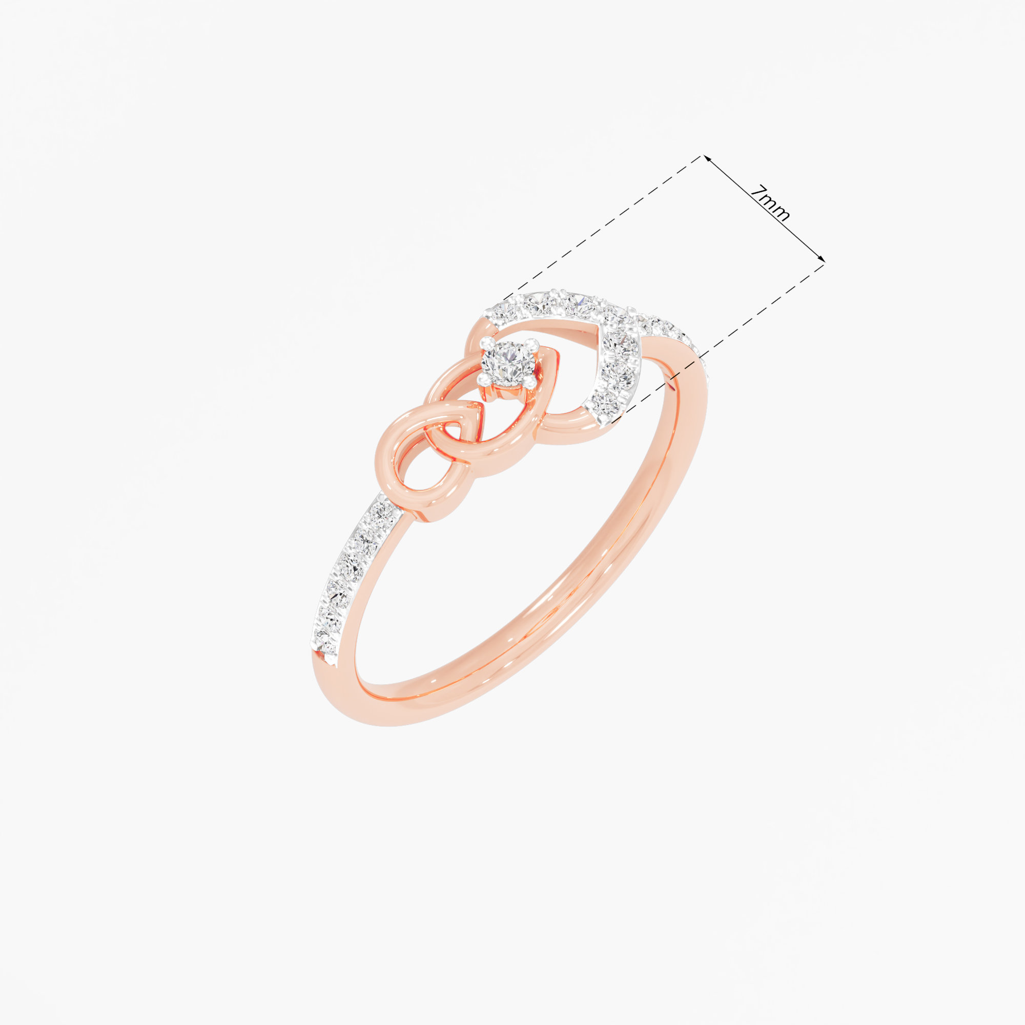 Graceful Embrace Bypass Ring in 9KT Rose Gold (Diamond Quality: EF-VVS VS)