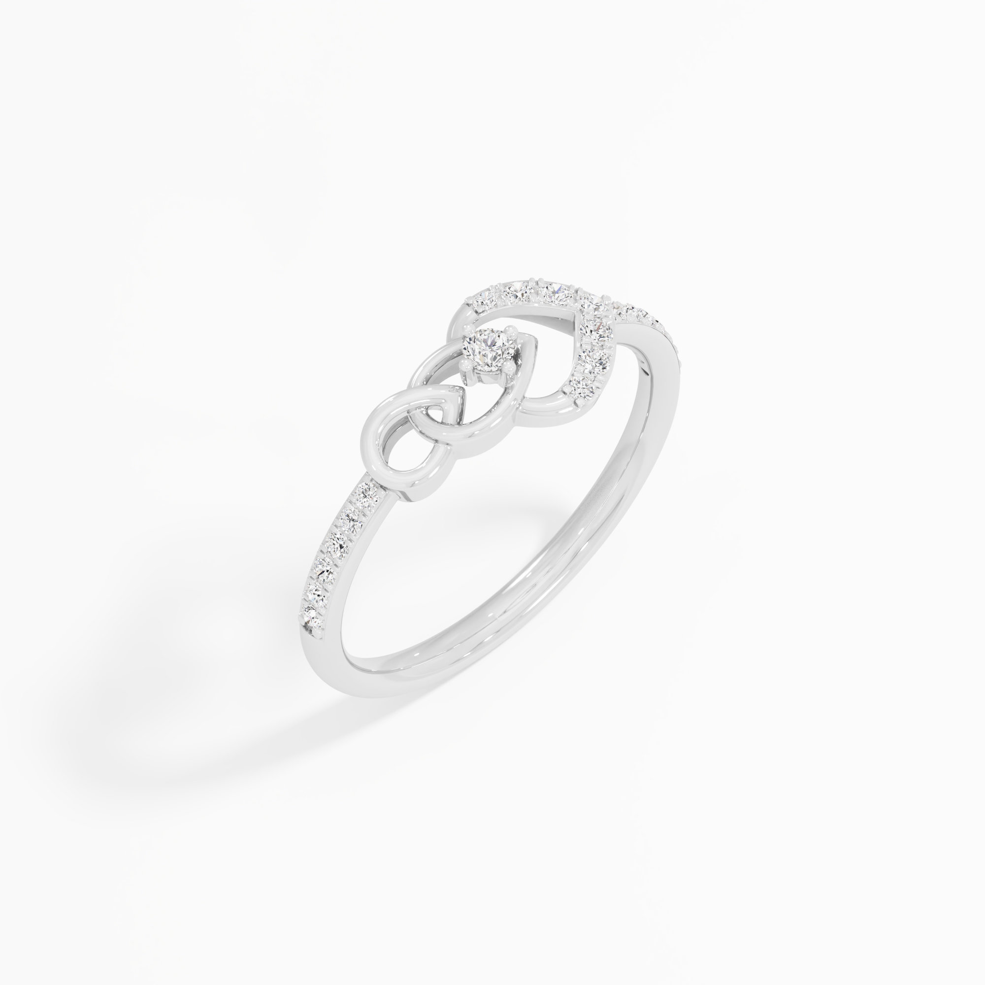 Graceful Embrace Bypass Ring in 9KT White Gold (Diamond Quality: EF-VVS VS)
