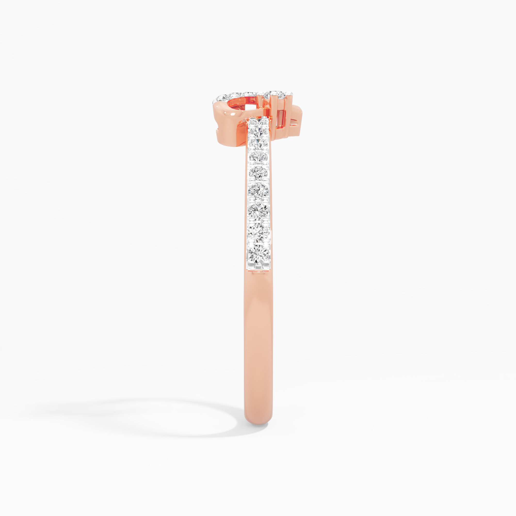 Sweetheart Radiance Bands Ring in 9KT Rose Gold (Diamond Quality: EF-VVS VS)