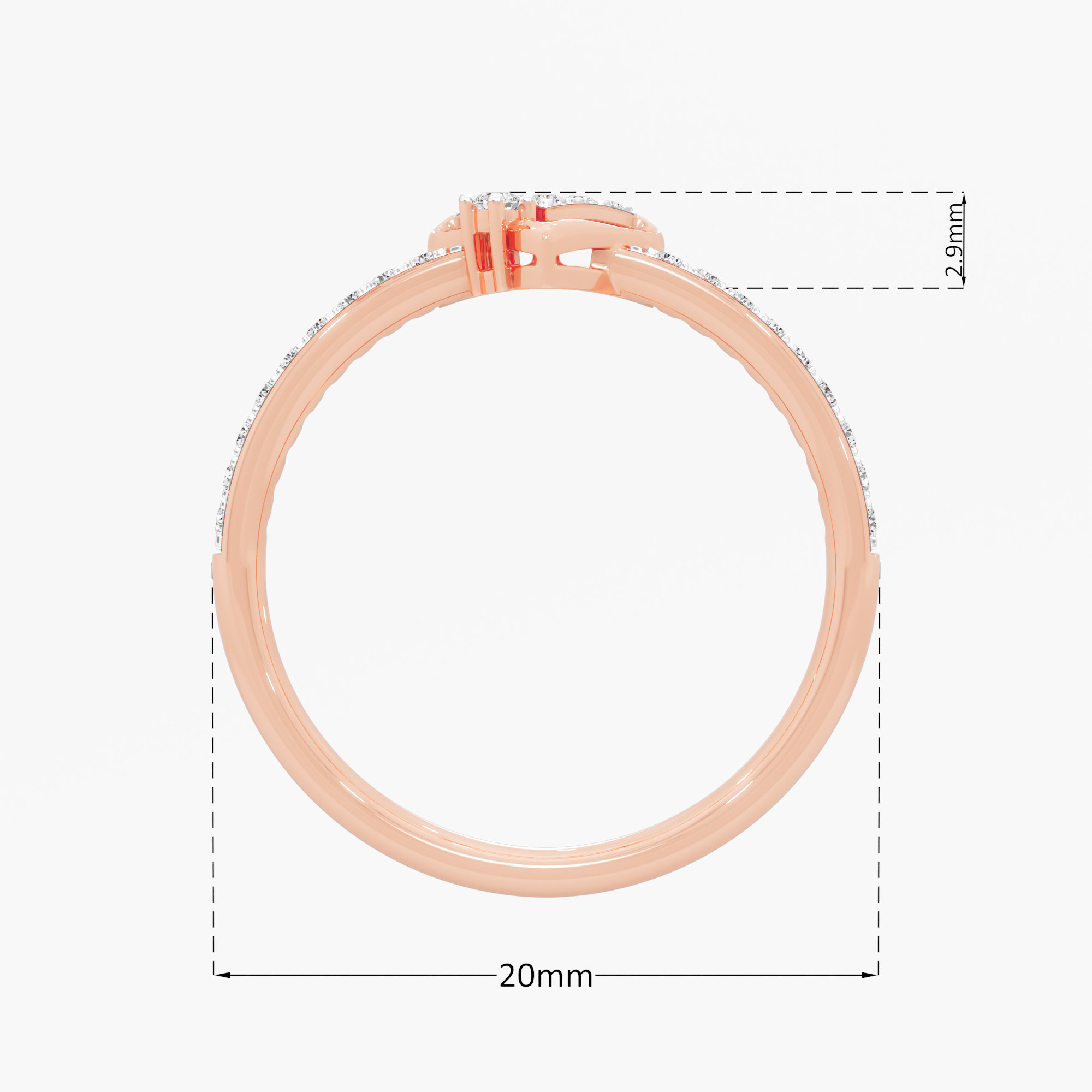 Sweetheart Radiance Bands Ring in 9KT Rose Gold (Diamond Quality: EF-VVS VS)