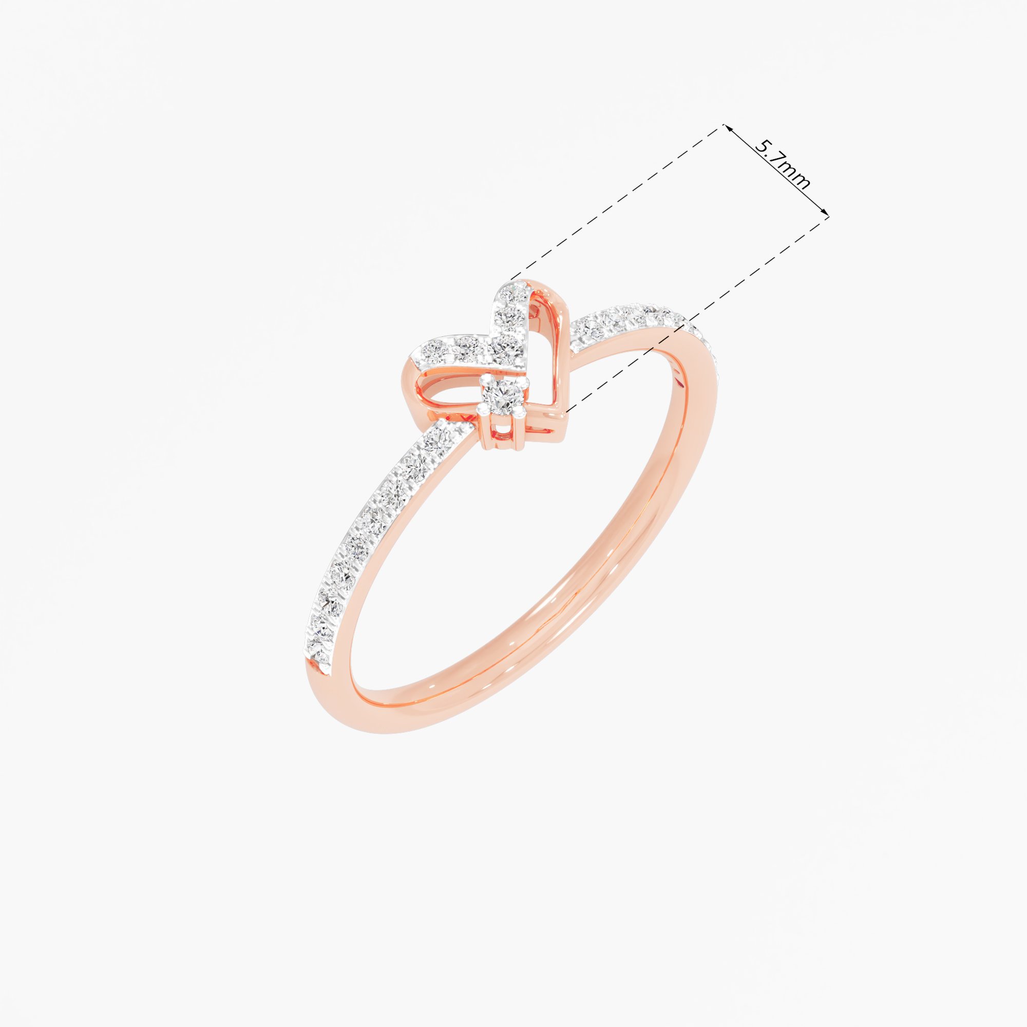 Sweetheart Radiance Bands Ring in 9KT Rose Gold (Diamond Quality: EF-VVS VS)