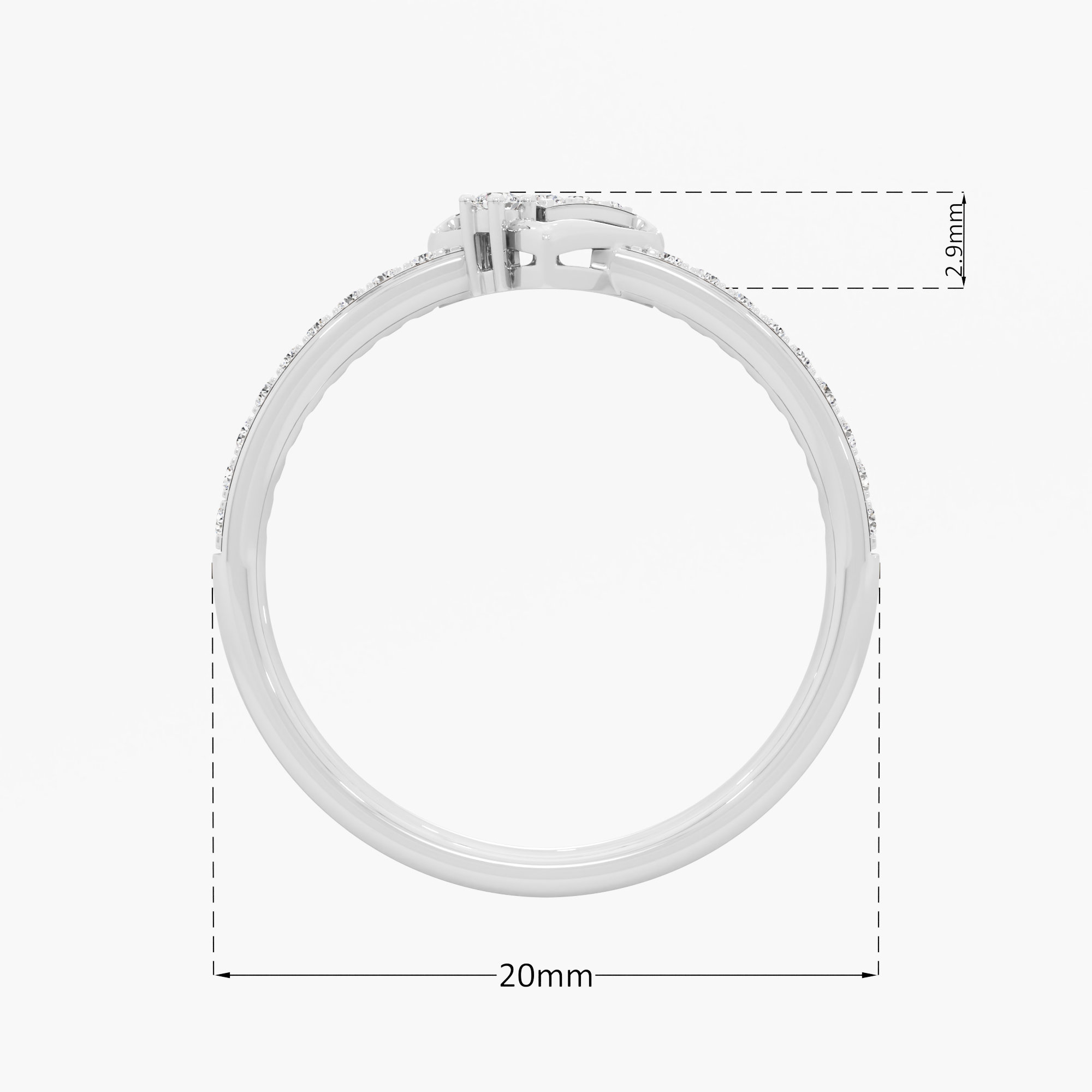 Sweetheart Radiance Bands Ring in 9KT White Gold (Diamond Quality: EF-VVS VS)