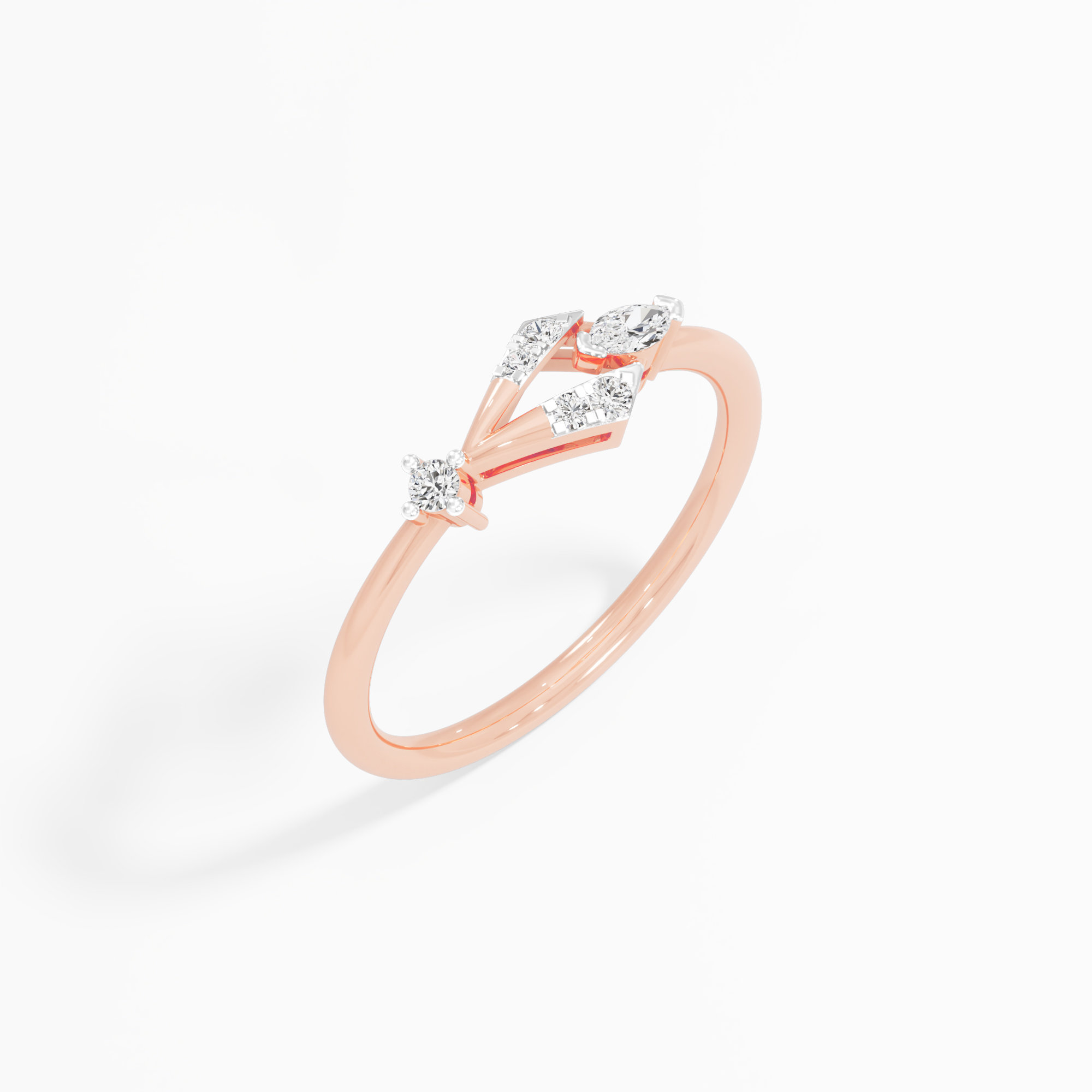 Petal Cascade Bypass Ring in 9KT Rose Gold (Diamond Quality: FG-VVS VS)