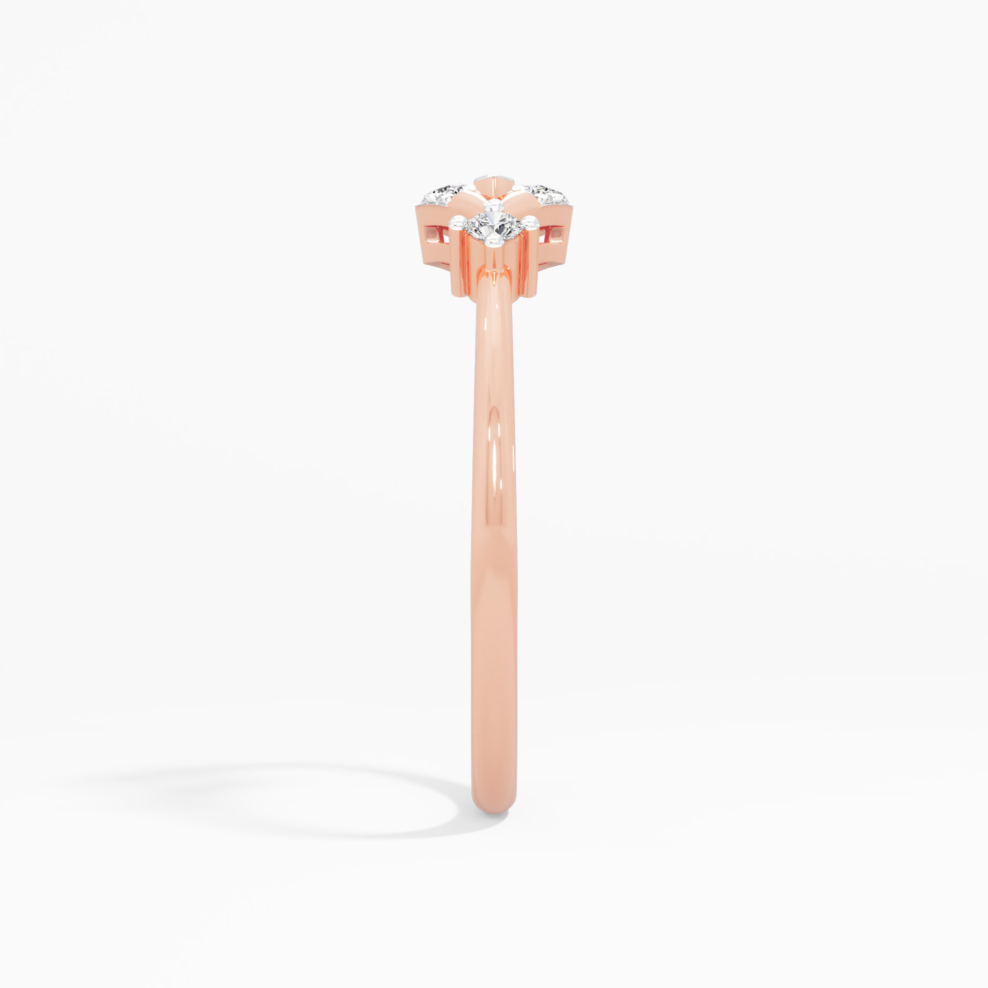 Petal Cascade Bypass Ring in 9KT Rose Gold (Diamond Quality: FG-VVS VS)