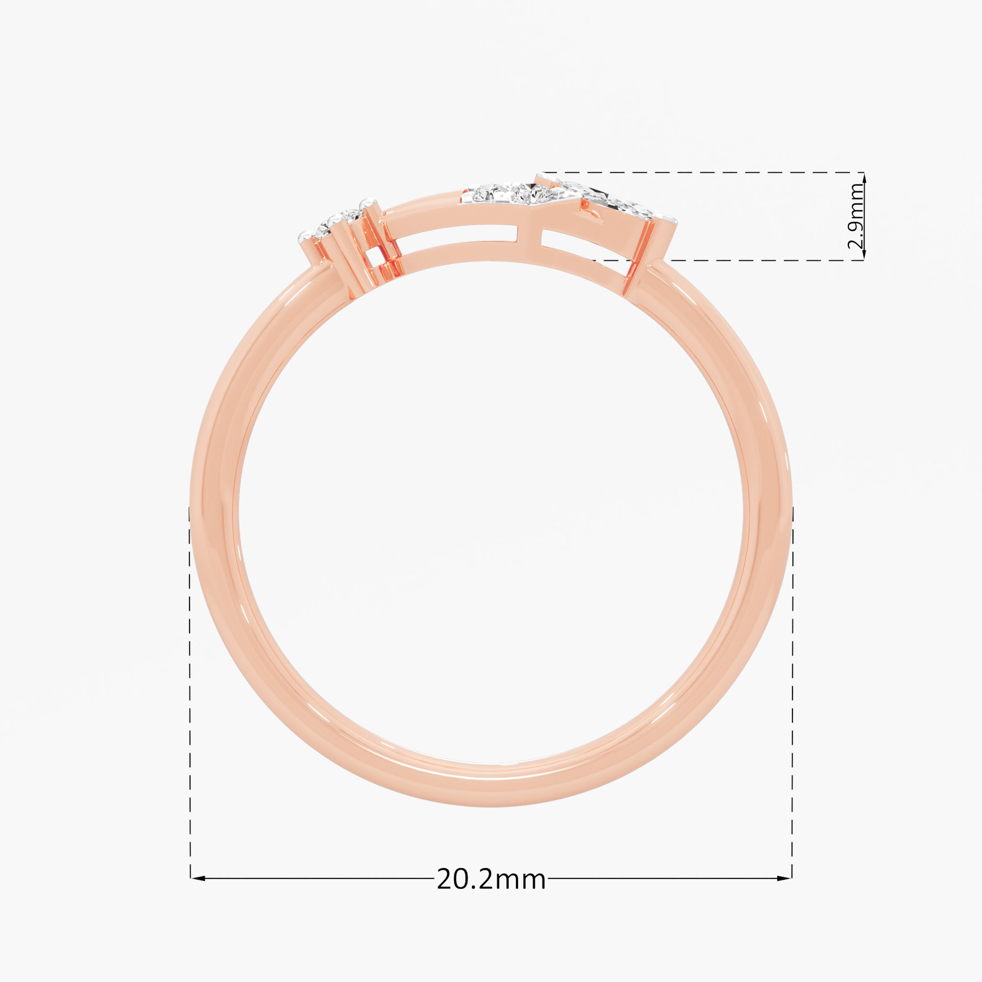 Petal Cascade Bypass Ring in 9KT Rose Gold (Diamond Quality: FG-VVS VS)