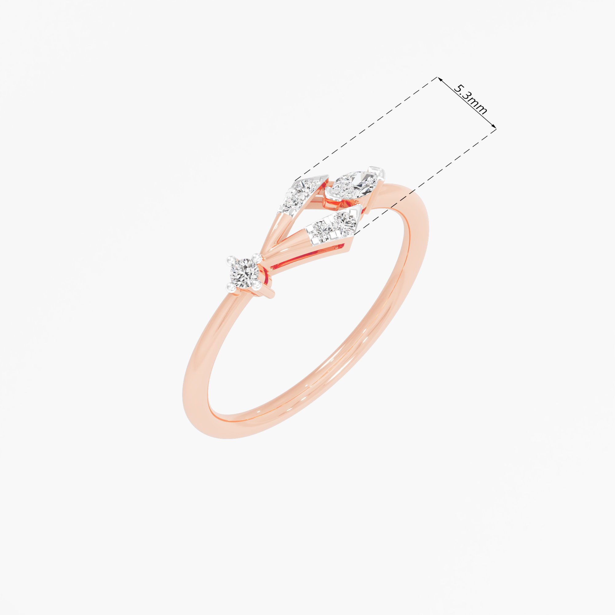 Petal Cascade Bypass Ring in 9KT Rose Gold (Diamond Quality: FG-VVS VS)