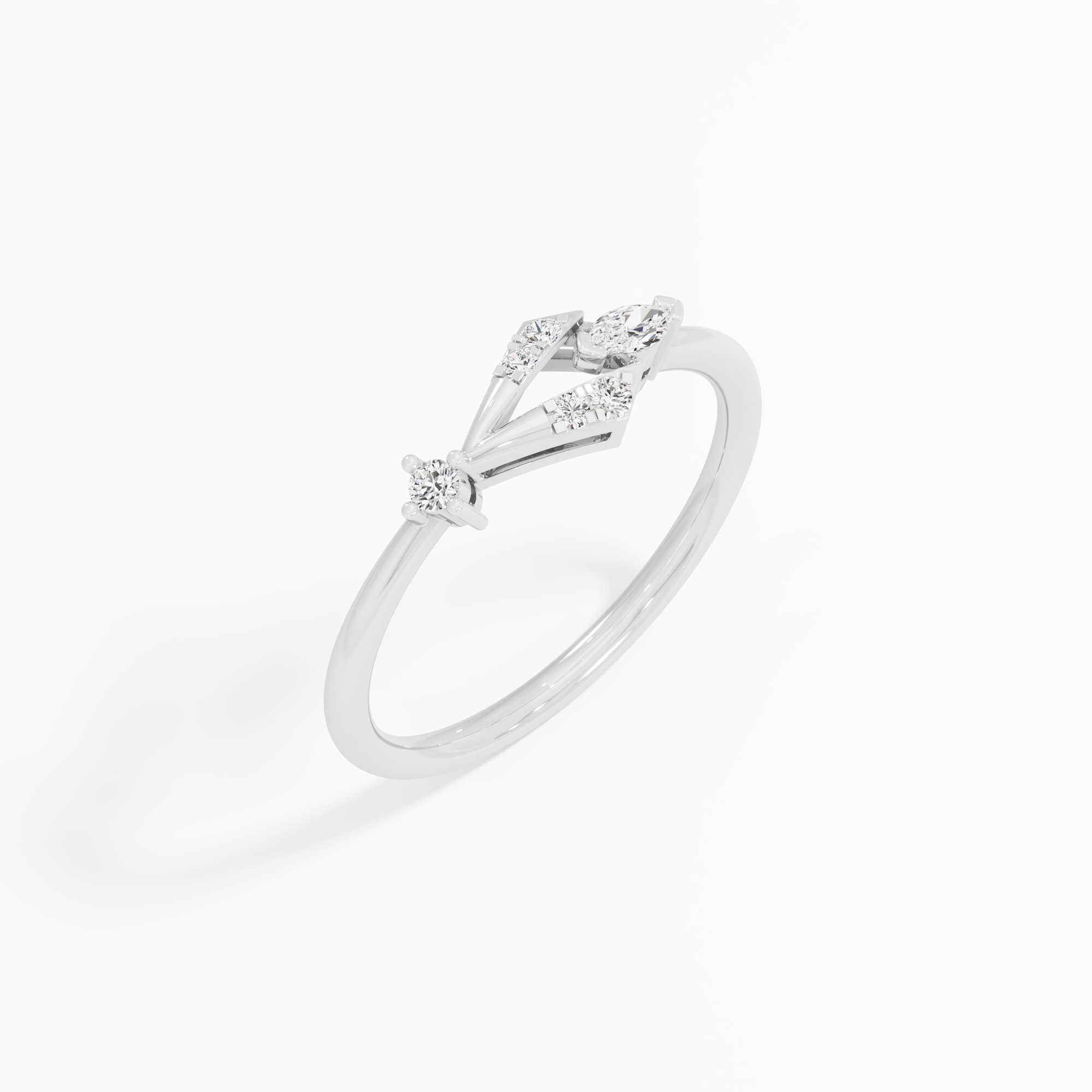 Petal Cascade Bypass Ring in 9KT White Gold (Diamond Quality: FG-VVS VS)