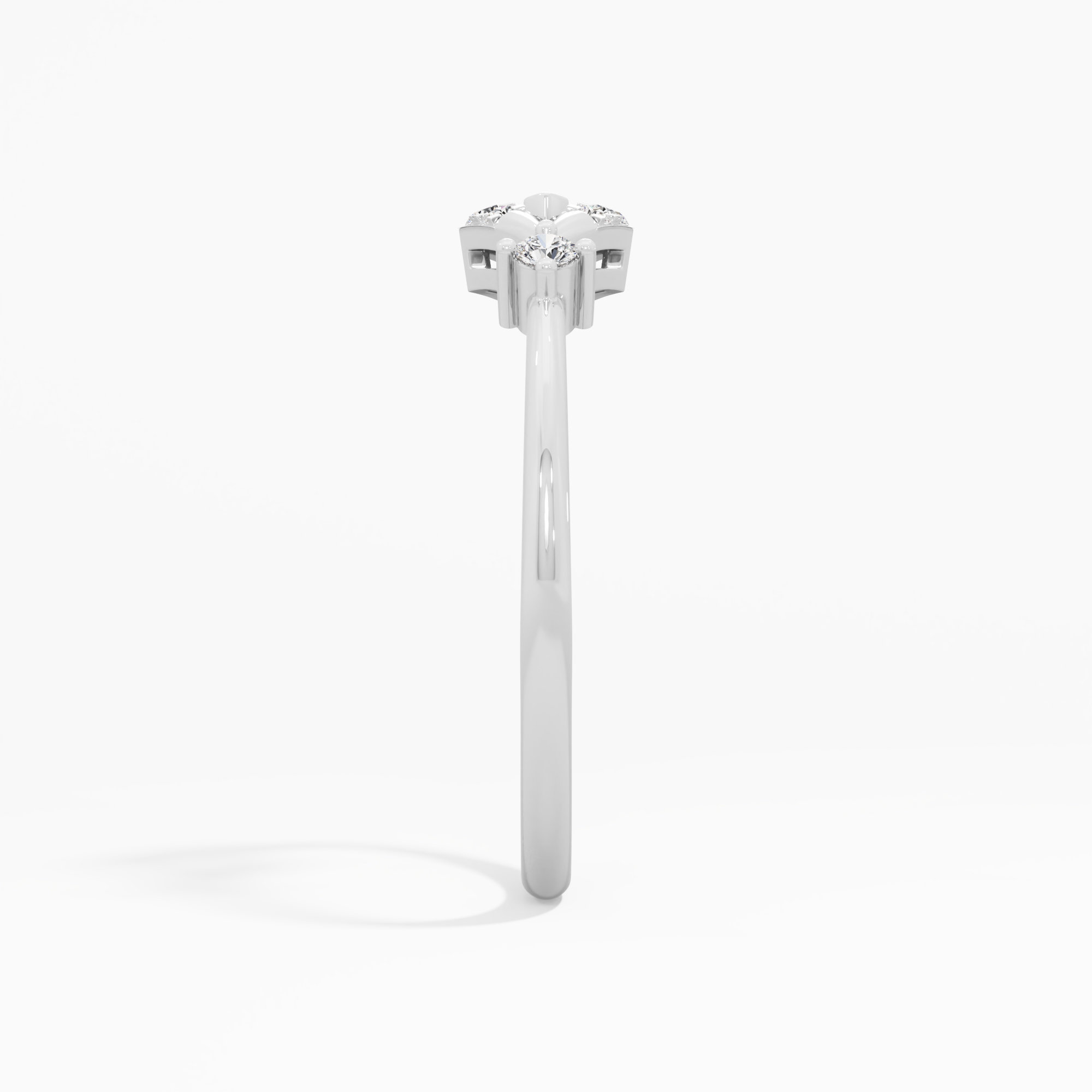 Petal Cascade Bypass Ring in 9KT White Gold (Diamond Quality: FG-VVS VS)