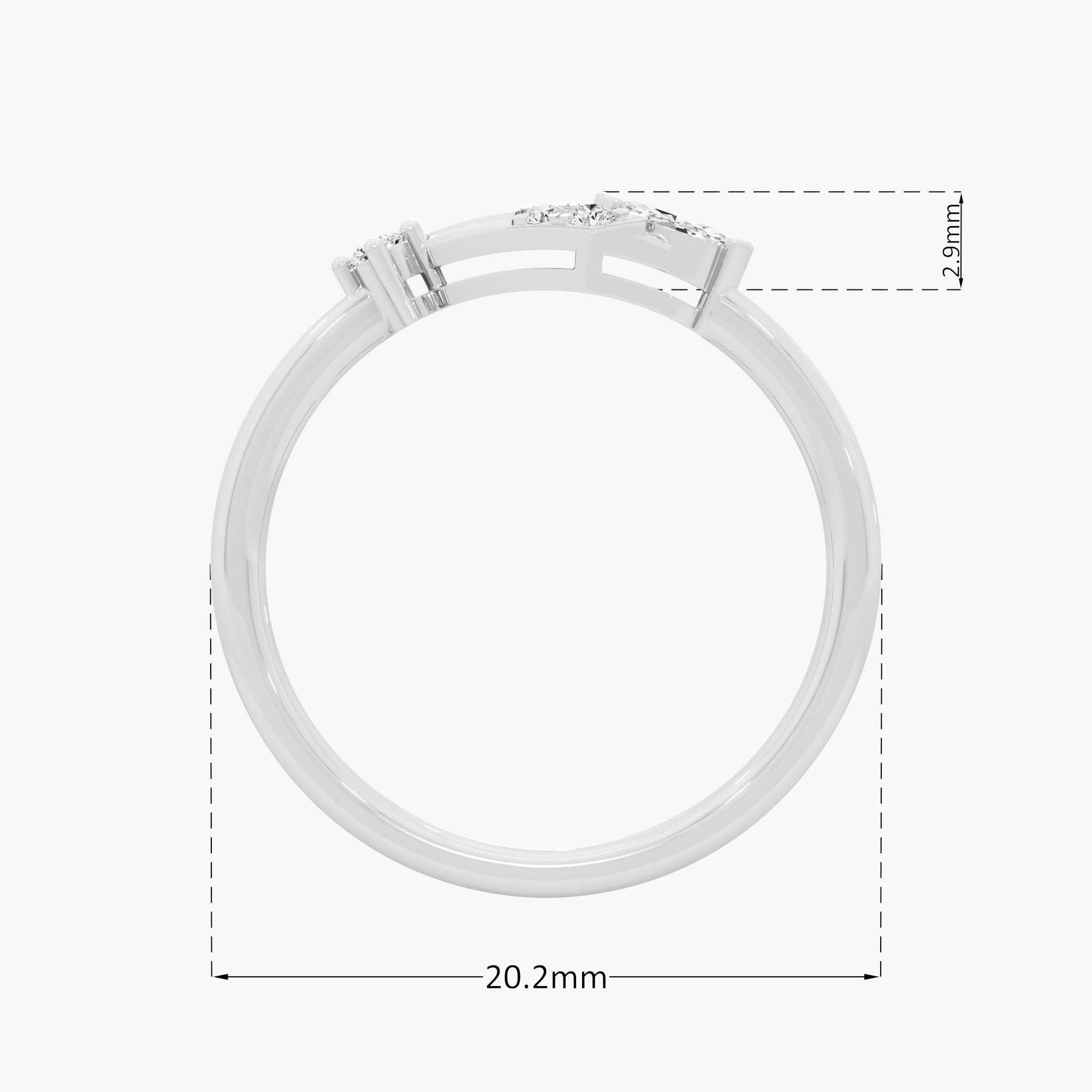 Petal Cascade Bypass Ring in 9KT White Gold (Diamond Quality: FG-VVS VS)