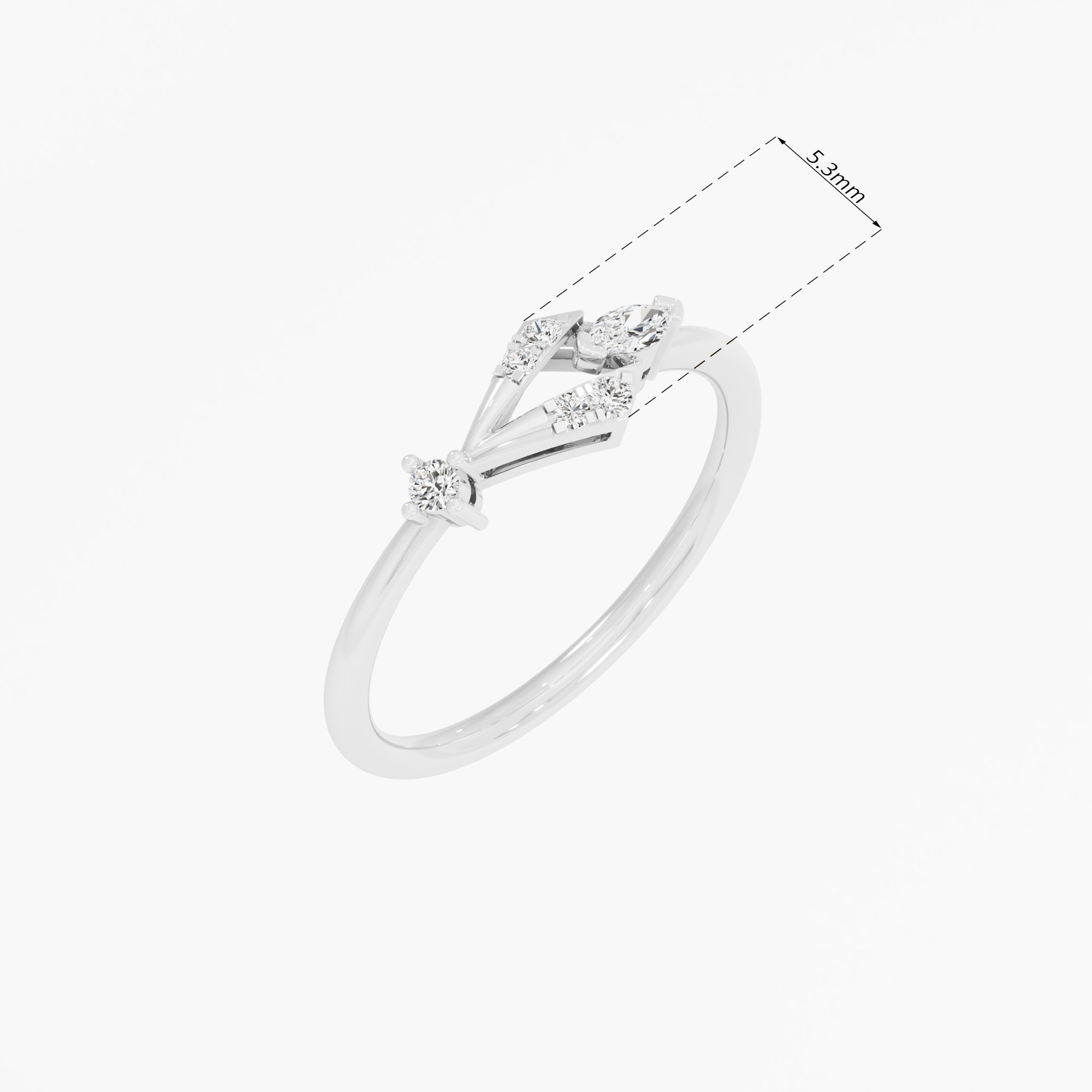 Petal Cascade Bypass Ring in 9KT White Gold (Diamond Quality: FG-VVS VS)