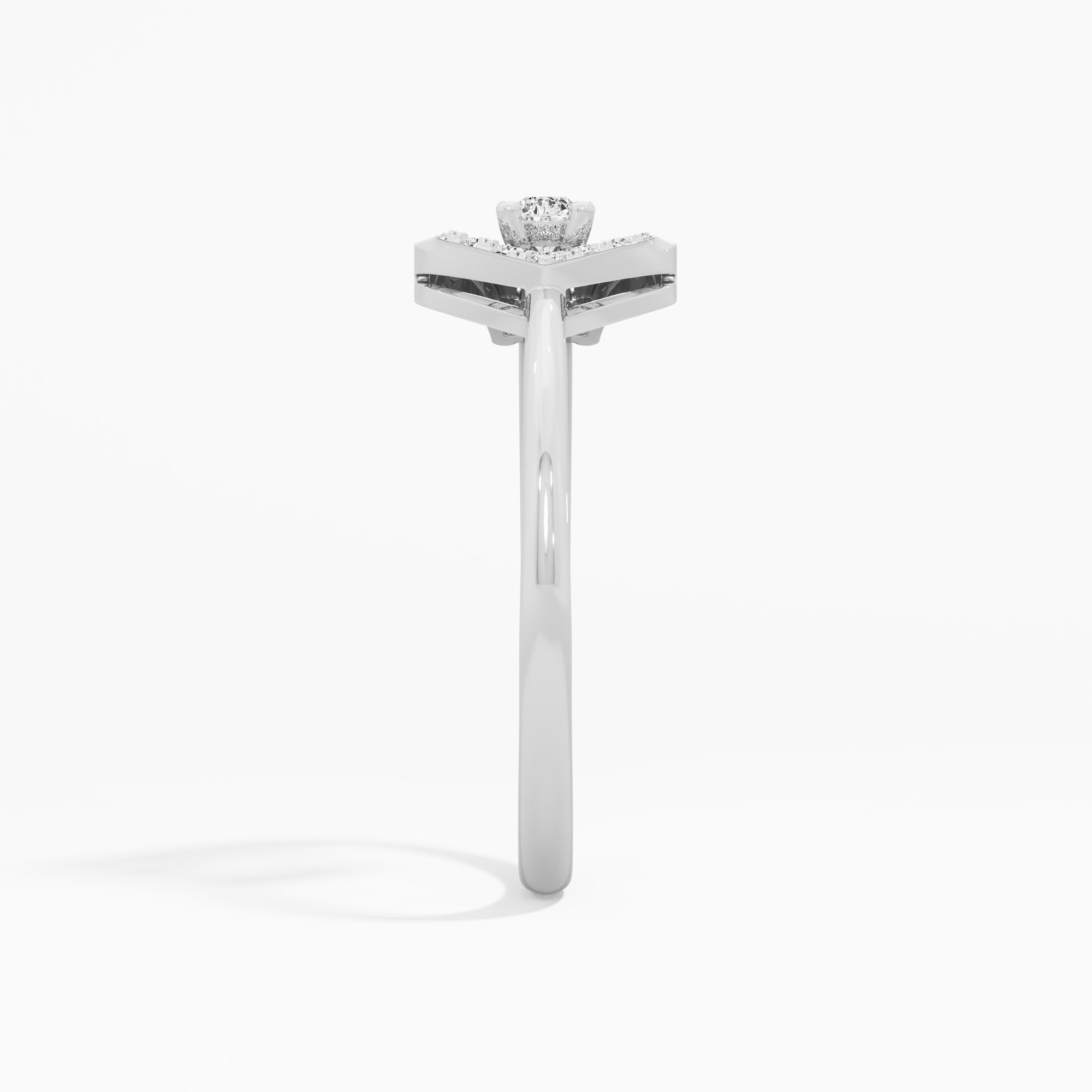 Pearlescent Curve Bypass Ring in 9KT White Gold (Diamond Quality: FG-VVS VS)