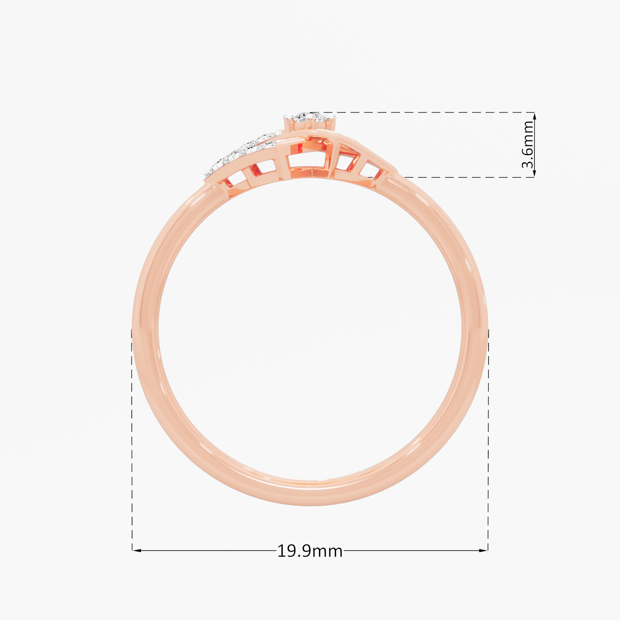 Glimmering Contour Cocktail Ring in 9KT Rose Gold (Diamond Quality: EF-VVS VS)