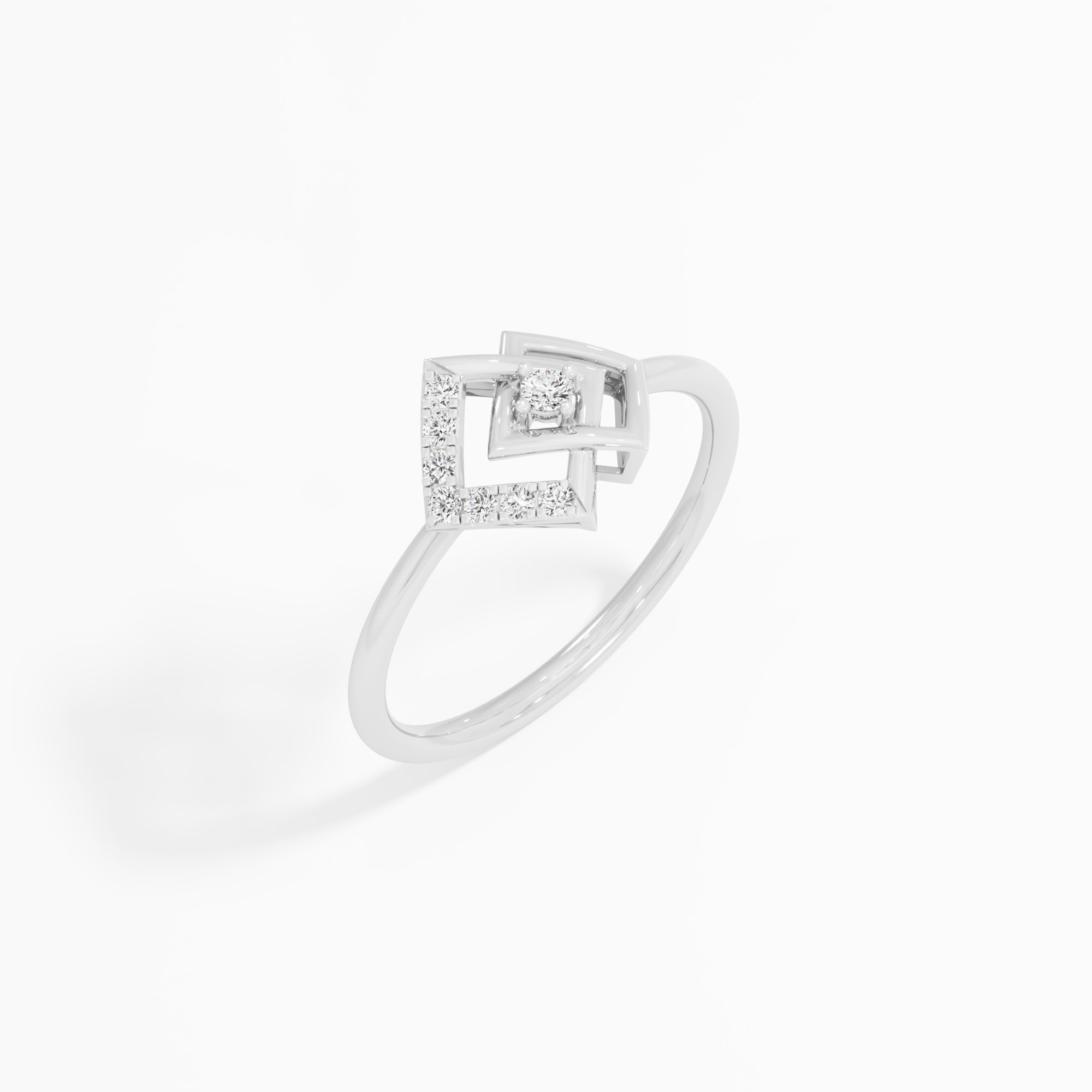 Glimmering Contour Cocktail Ring in 9KT White Gold (Diamond Quality: EF-VVS VS)