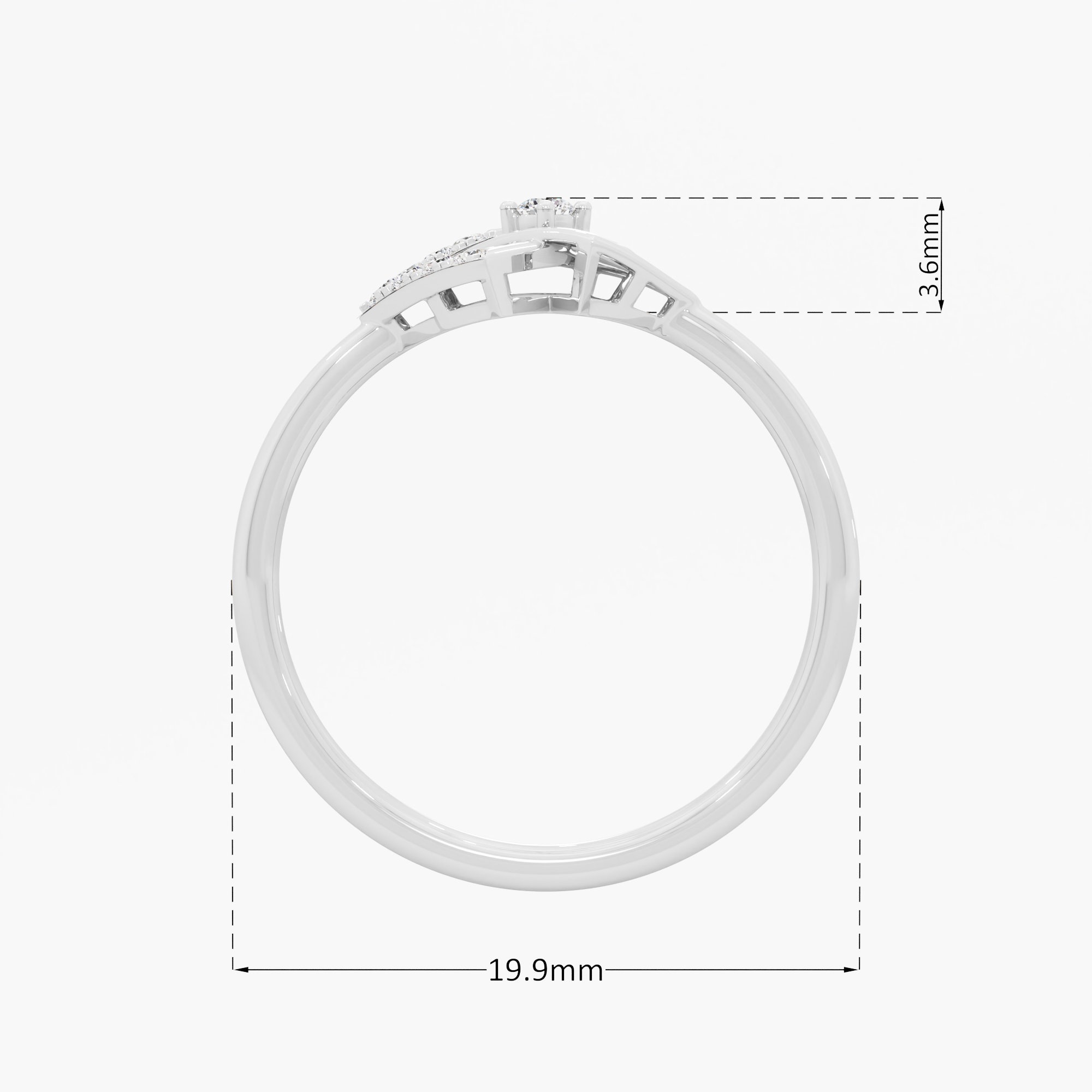 Glimmering Contour Cocktail Ring in 9KT White Gold (Diamond Quality: EF-VVS VS)