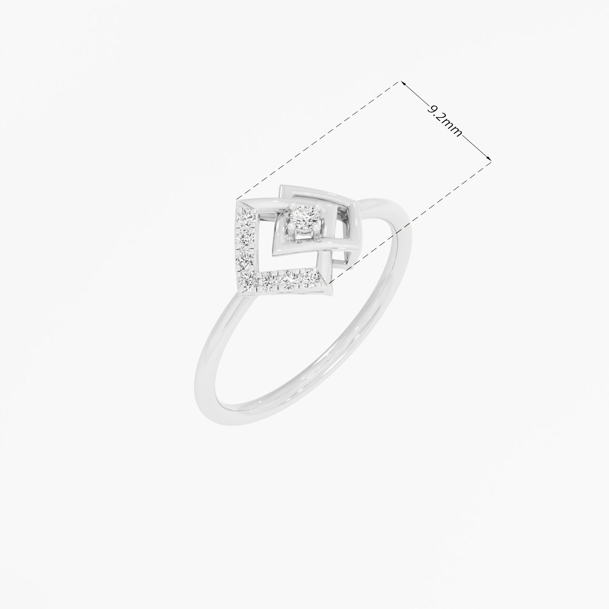 Glimmering Contour Cocktail Ring in 9KT White Gold (Diamond Quality: EF-VVS VS)