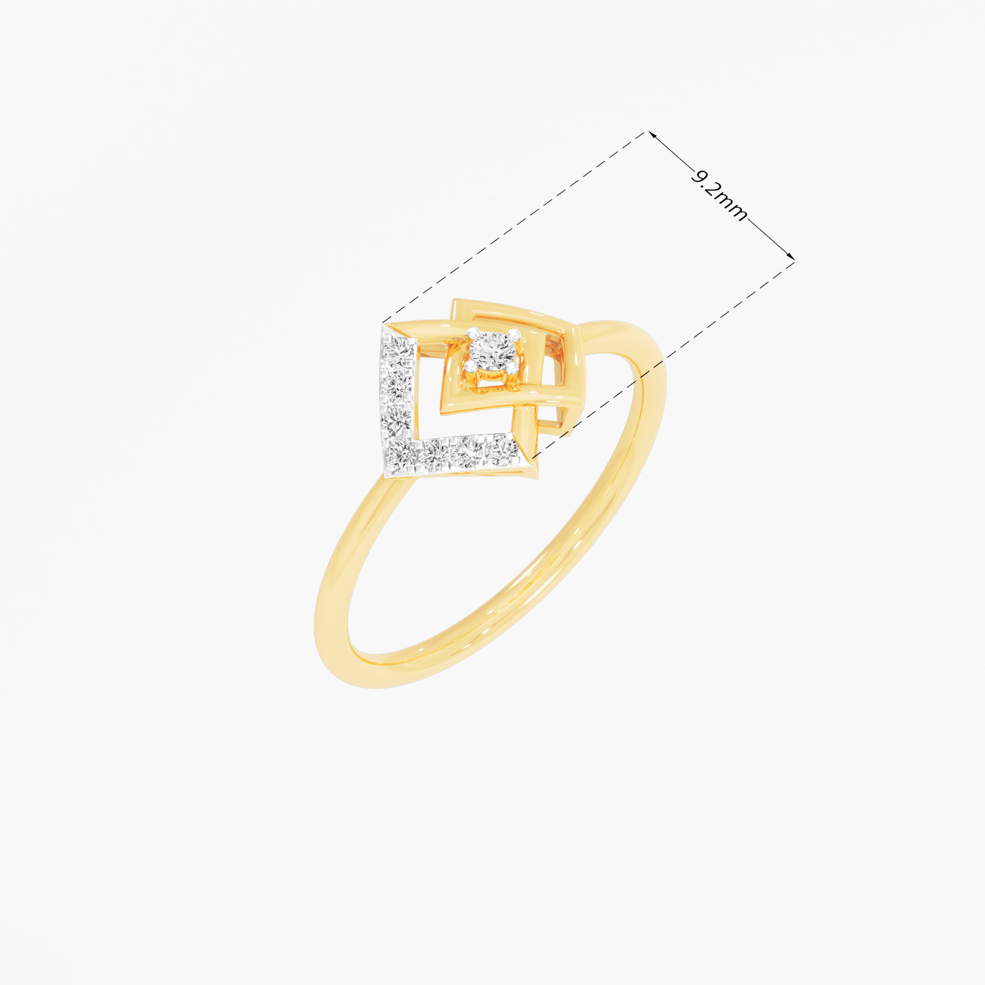 Glimmering Contour Cocktail Ring in 9KT Yellow Gold (Diamond Quality: EF-VVS)