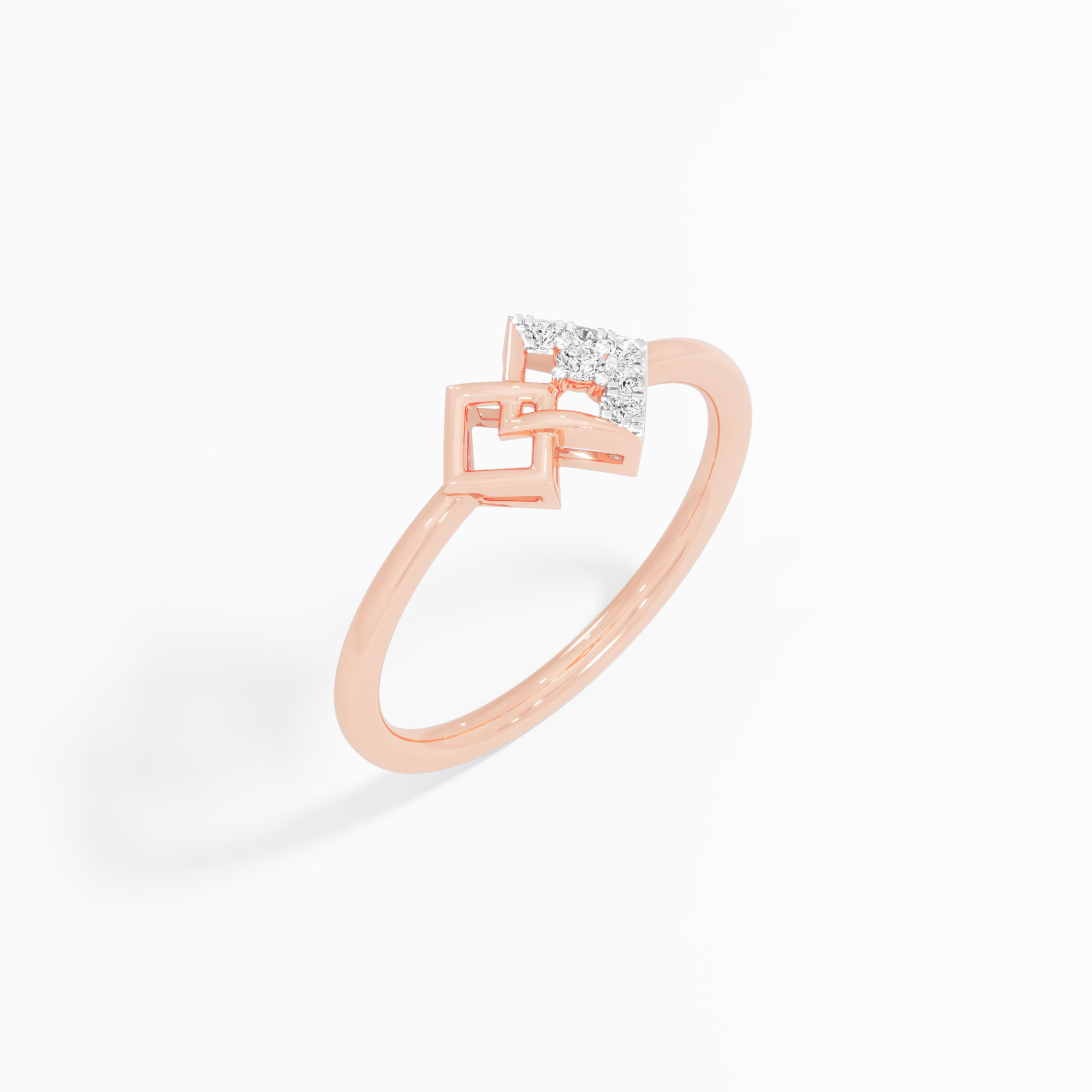Nexus Glow Bypass Ring in 9KT Rose Gold (Diamond Quality: FG-VVS VS)