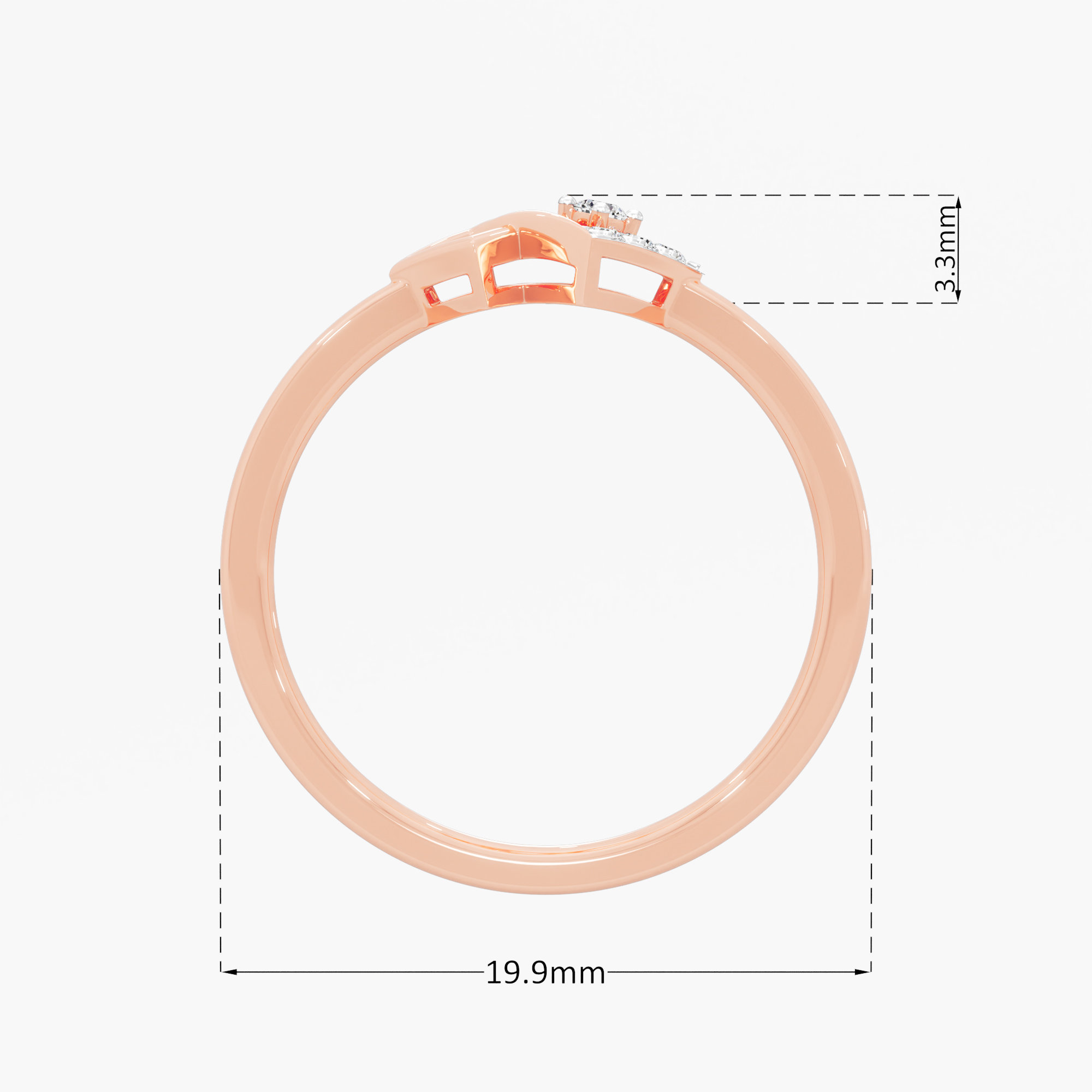 Nexus Glow Bypass Ring in 9KT Rose Gold (Diamond Quality: FG-VVS VS)