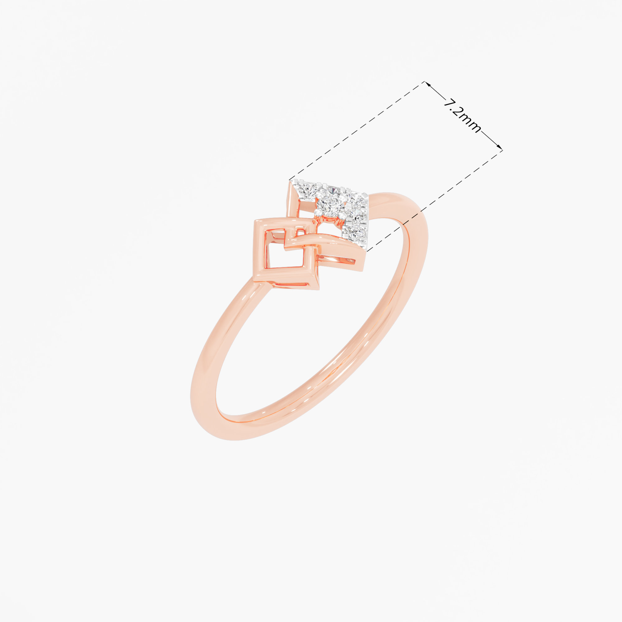 Nexus Glow Bypass Ring in 9KT Rose Gold (Diamond Quality: FG-VVS VS)