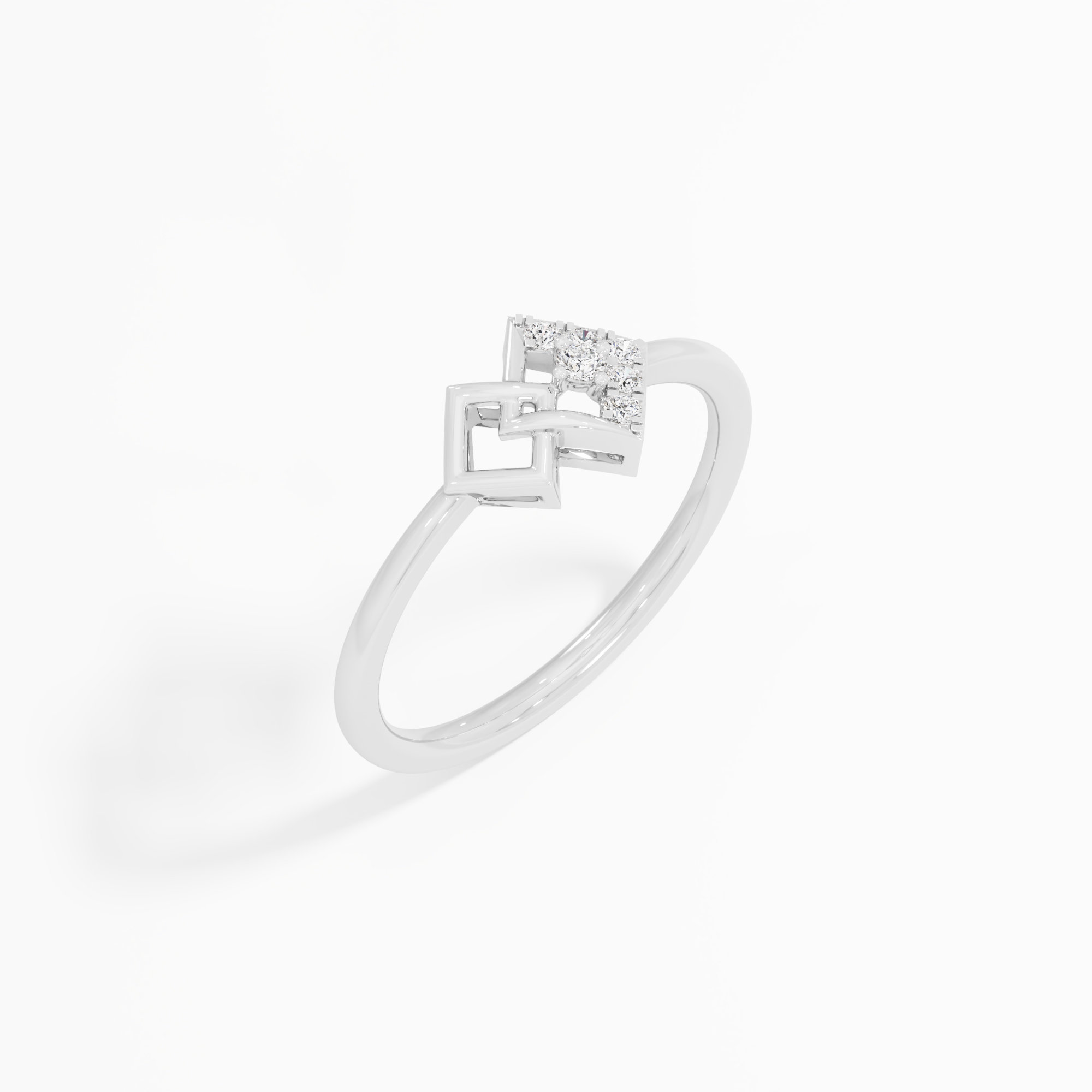 Nexus Glow Bypass Ring in 9KT White Gold (Diamond Quality: FG-VVS VS)