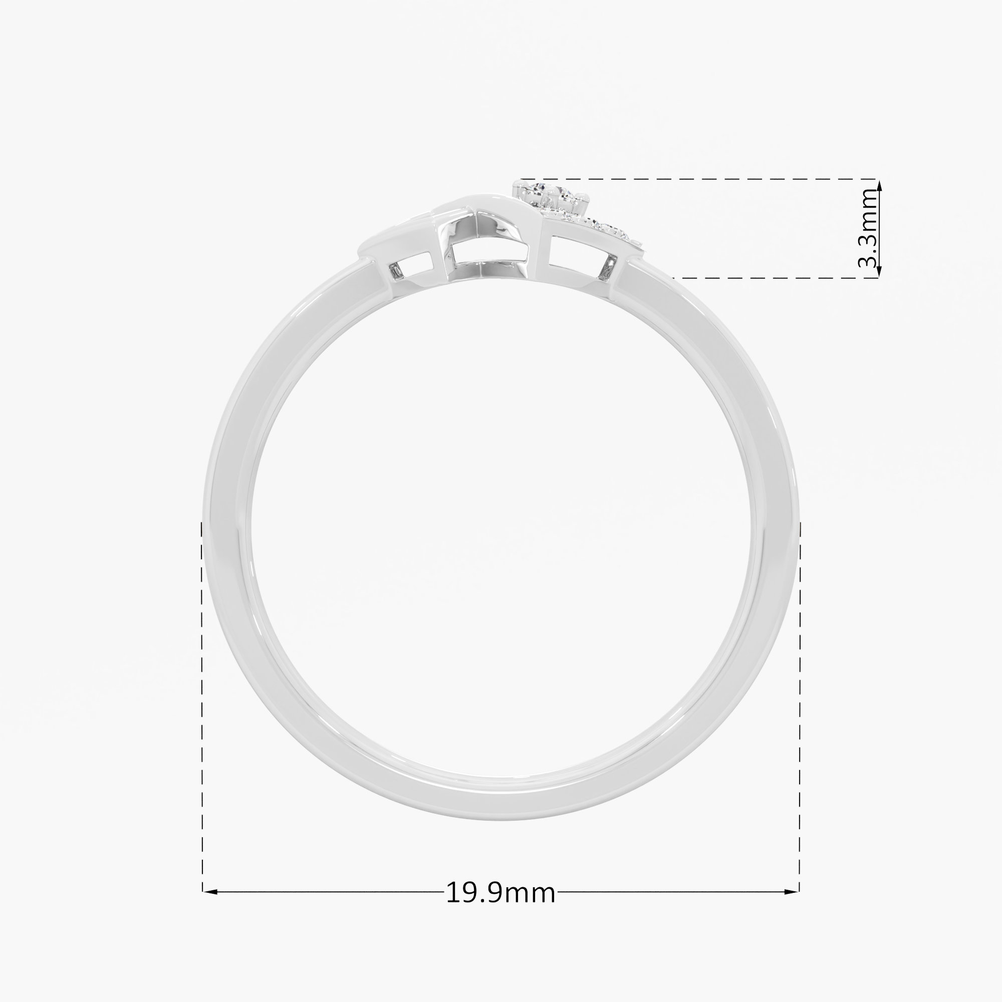 Nexus Glow Bypass Ring in 9KT White Gold (Diamond Quality: FG-VVS VS)