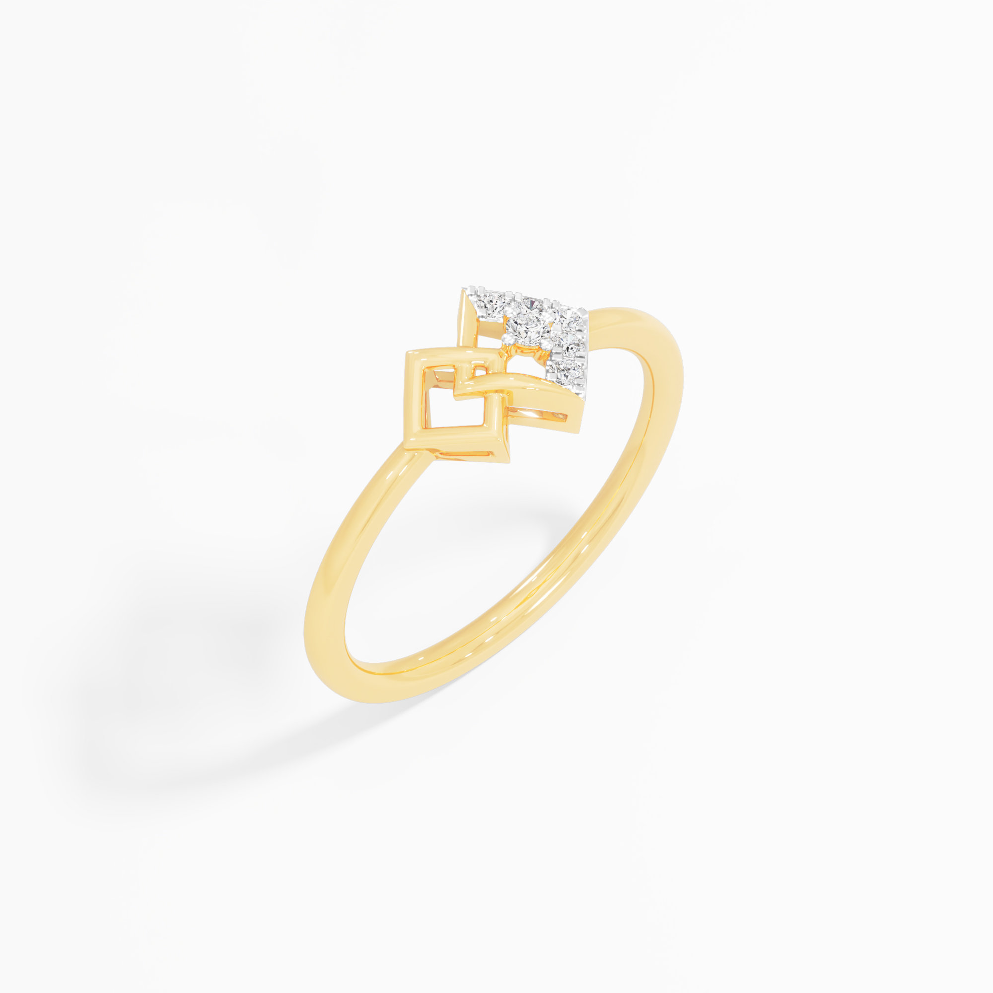 Nexus Glow Bypass Ring in 9KT Yellow Gold (Diamond Quality: FG-VVS VS)