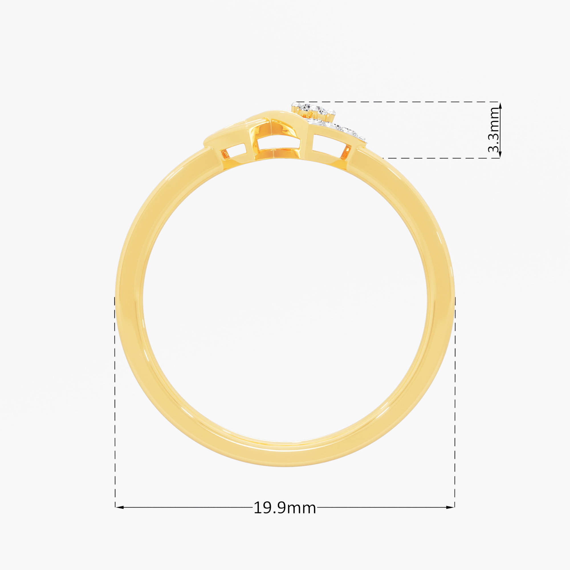 Nexus Glow Bypass Ring in 9KT Yellow Gold (Diamond Quality: FG-VVS VS)
