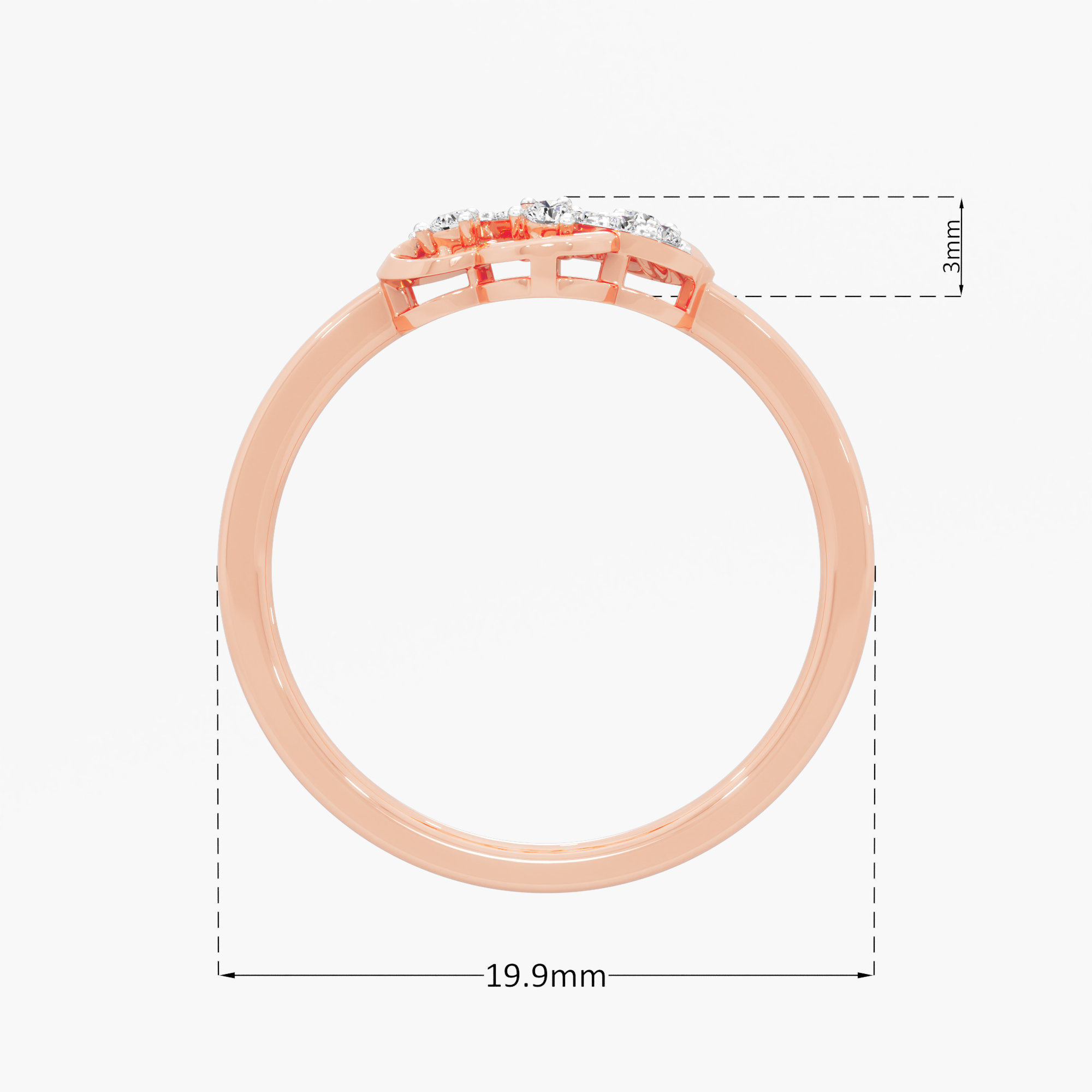 Twinkle Blossom Stackables Ring in 9KT Rose Gold (Diamond Quality: EF-VVS VS)