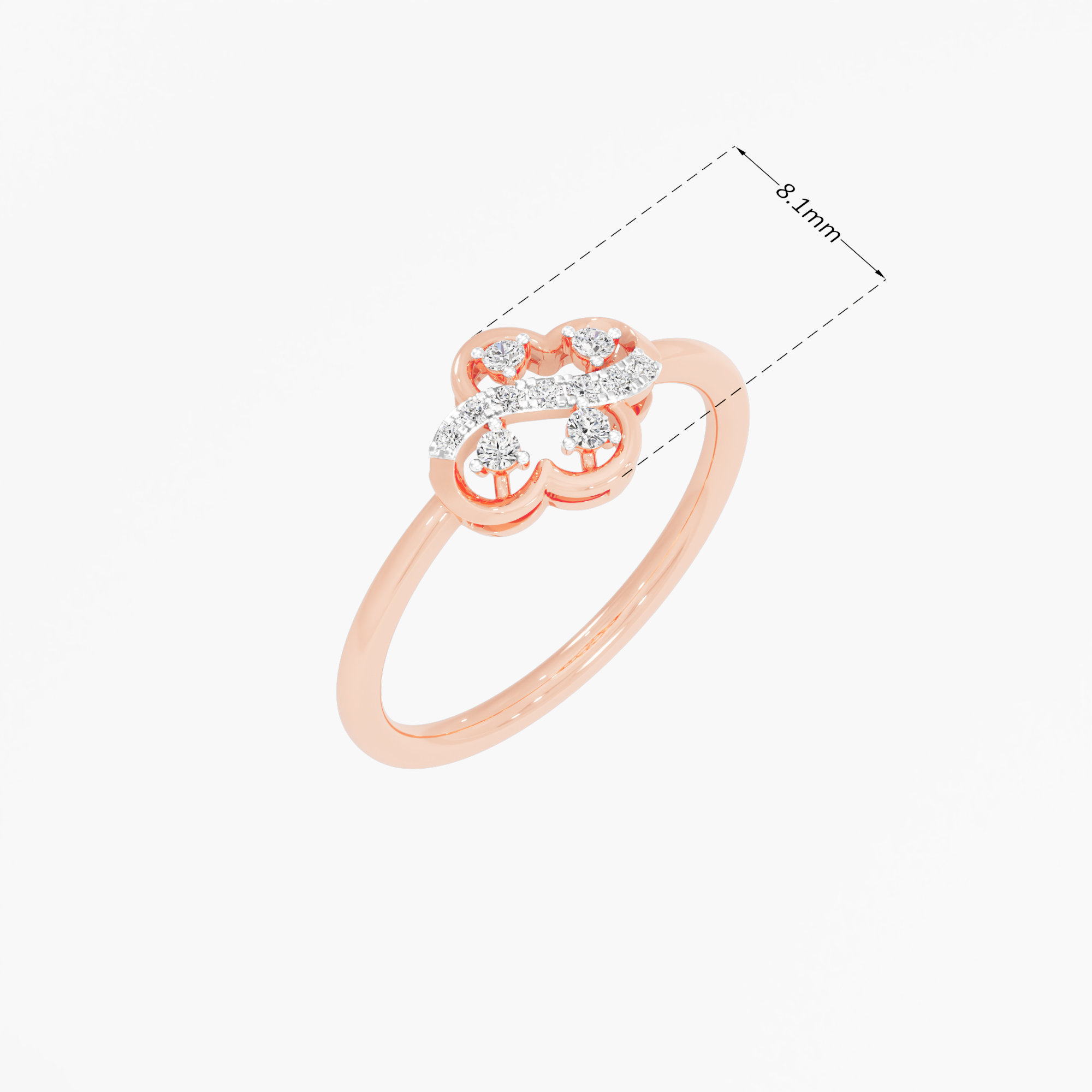 Twinkle Blossom Stackables Ring in 9KT Rose Gold (Diamond Quality: EF-VVS VS)