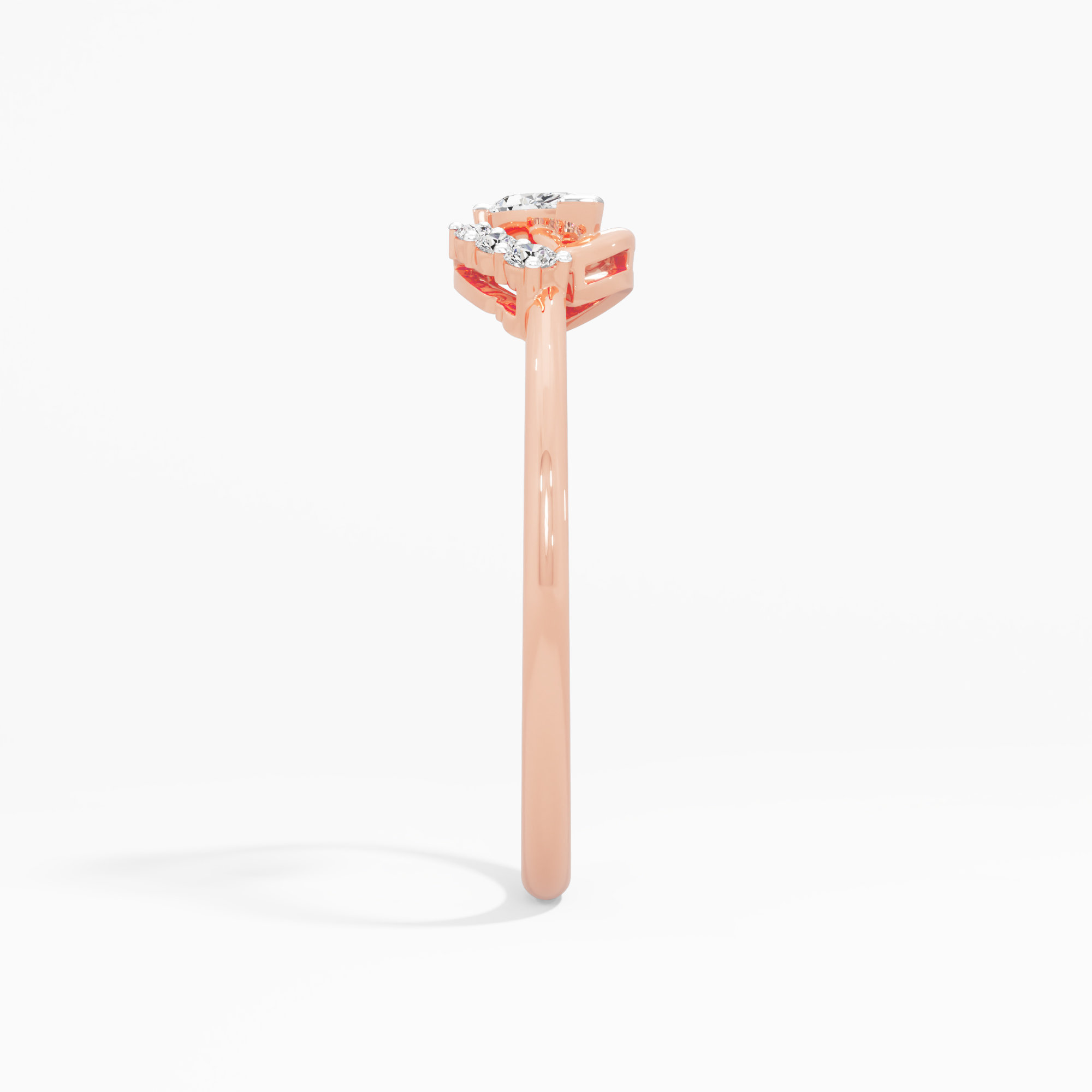 Enchanted Leaf Bypass Ring in 9KT Rose Gold (Diamond Quality: FG-VVS VS)